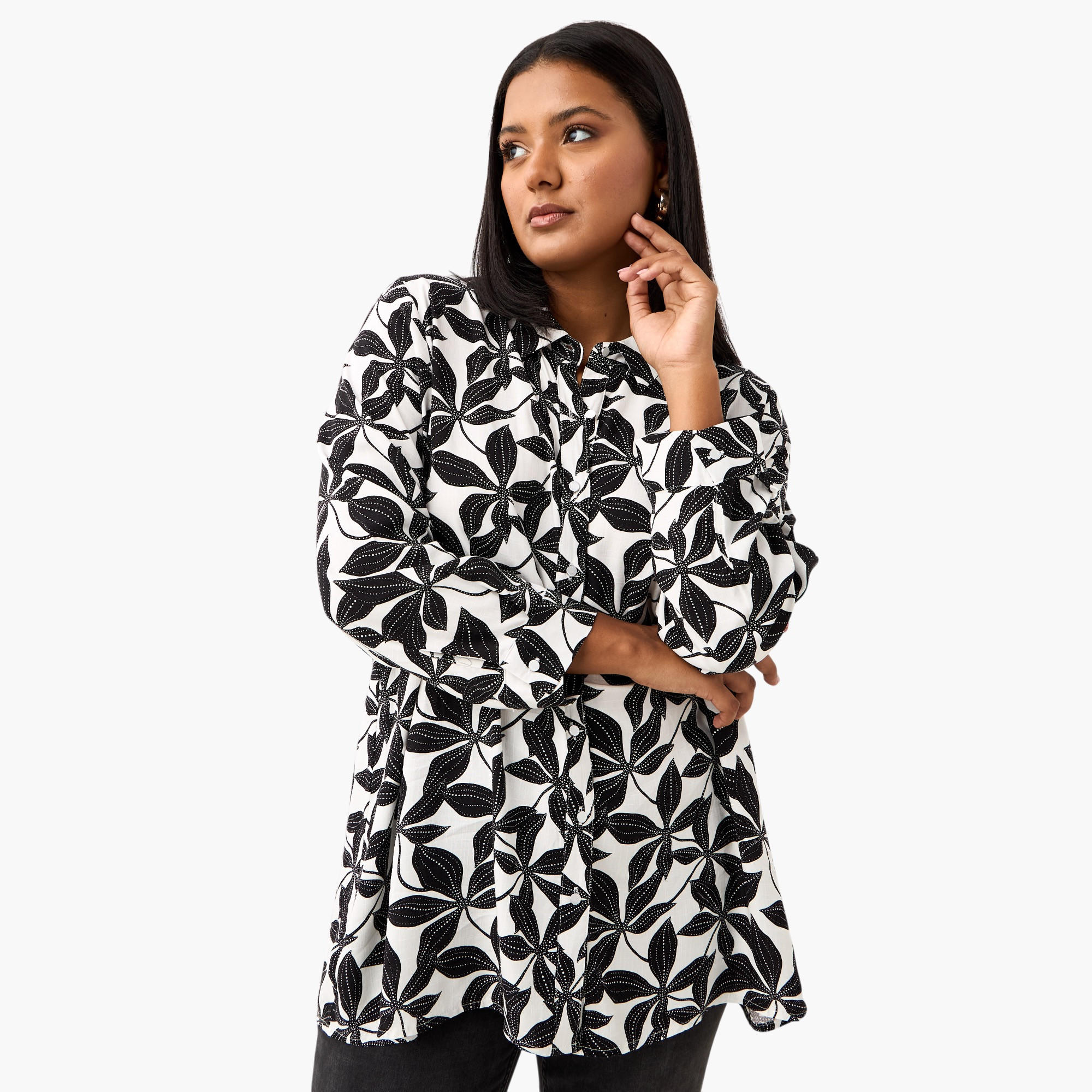 قميص فيسكوز مقاس كبير بطبعات زهرية من أولا بوبكن-women-clothing-shirtsandblouses-shirts-image-1