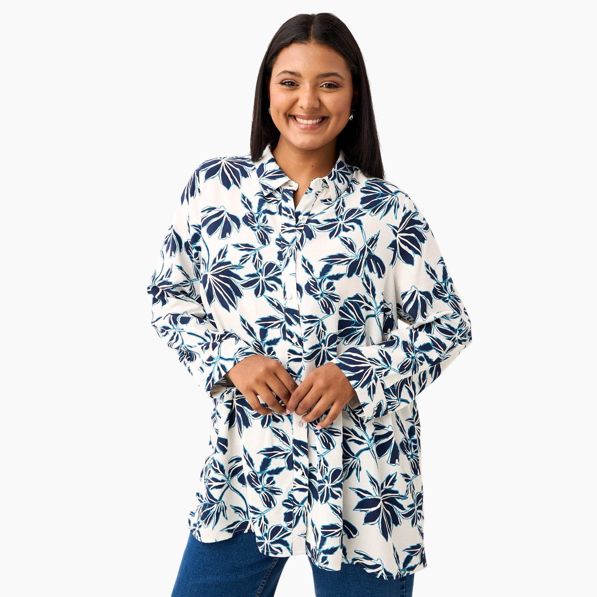 قميص فيسكوز مقاس كبير بطبعات زهرية من أولا بوبكن-women-clothing-shirtsandblouses-shirts-image-1