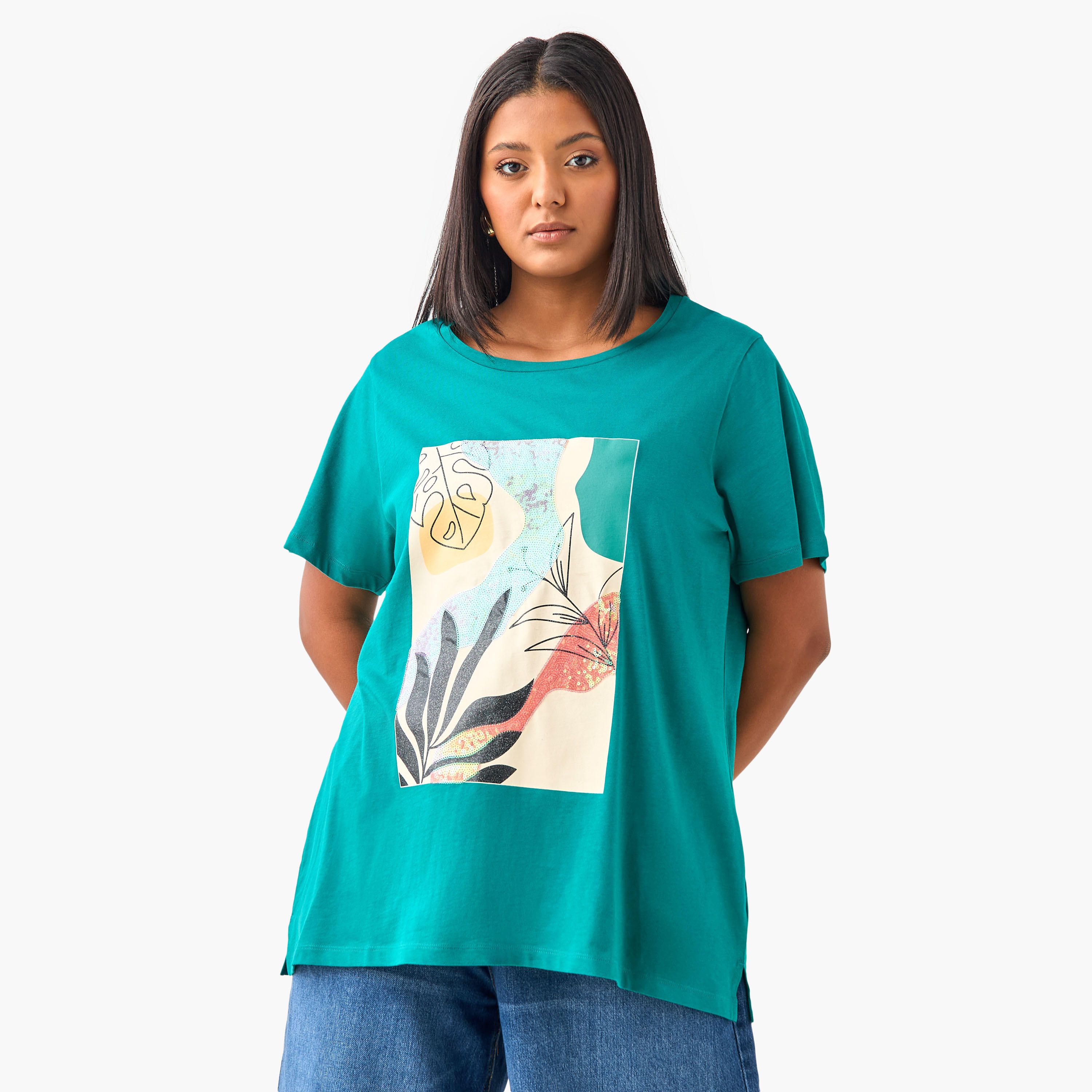 Plus Size Ulla Popken Printed T-shirt-women-clothing-tshirts-image-1