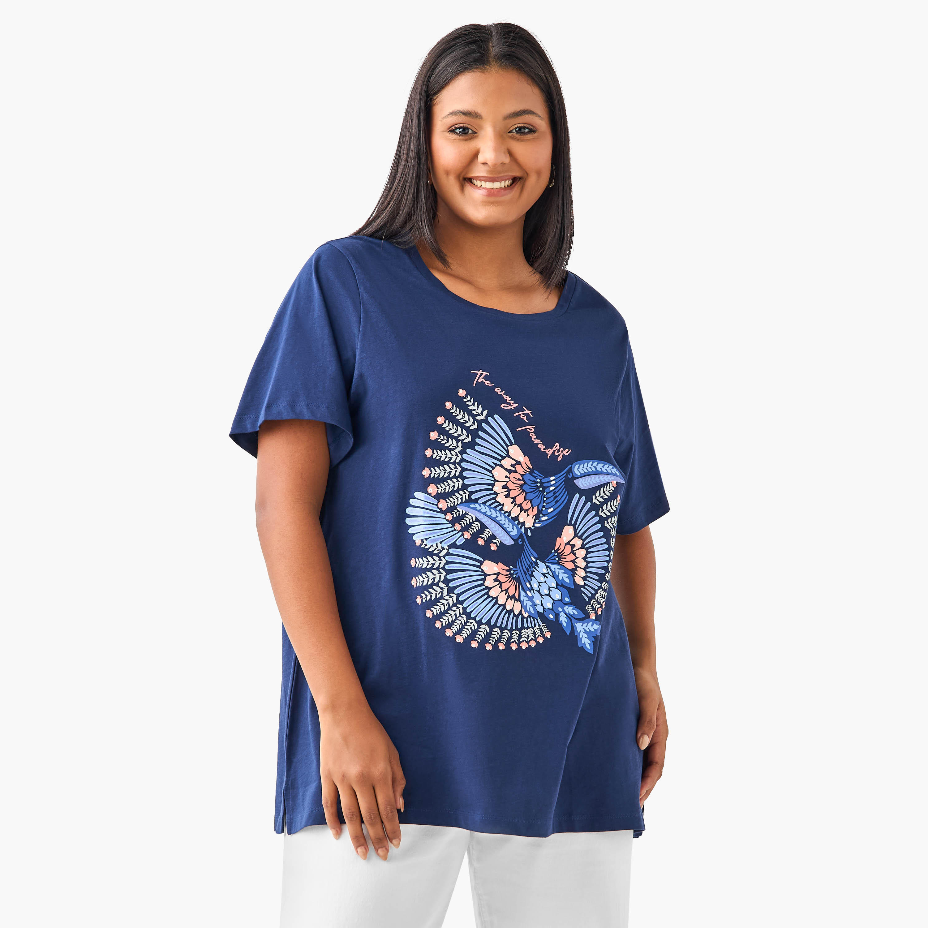 تيشيرت قطن مقاس كبير بطبعات جرافيك من أولا بوبكن-women-clothing-tshirts-image-1