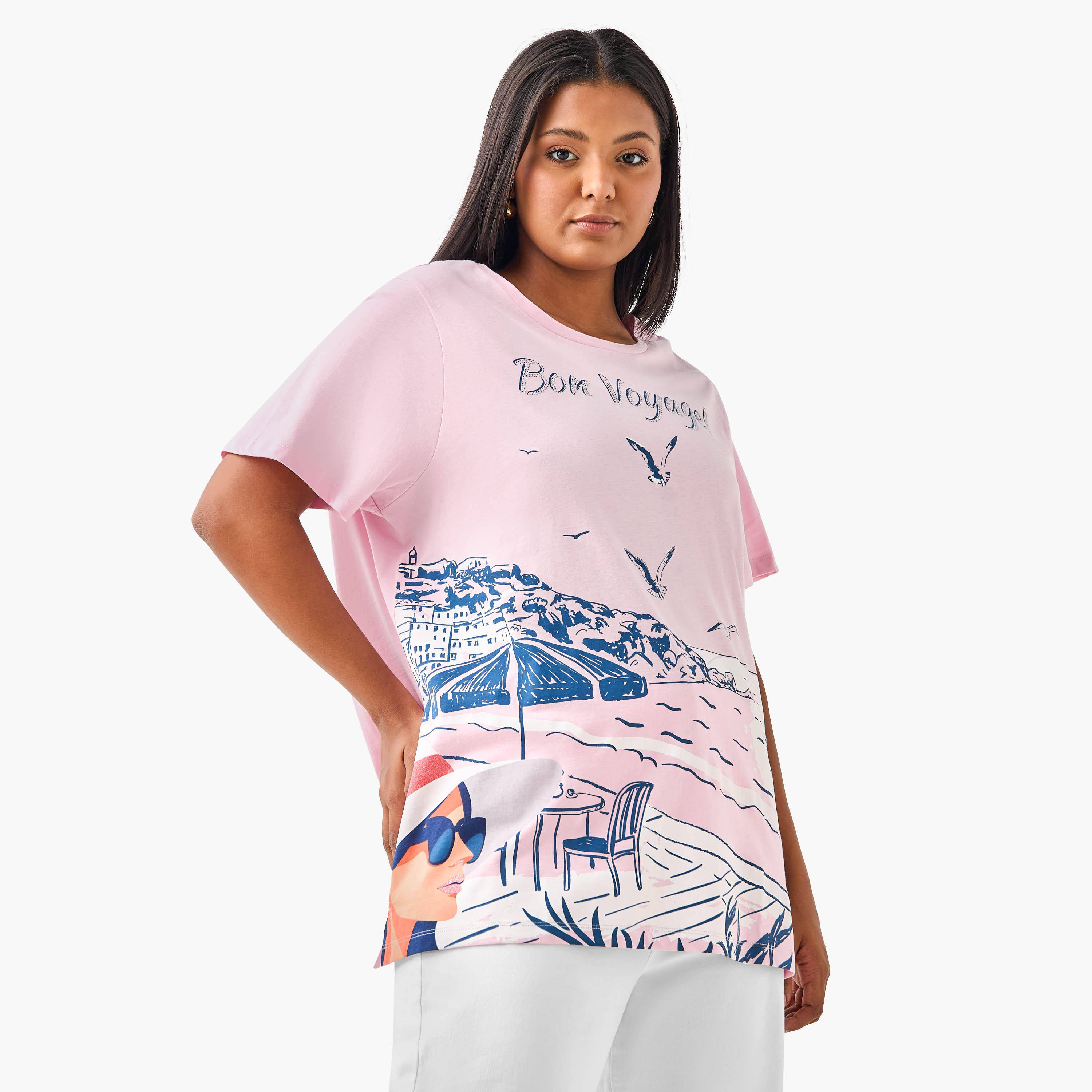 تيشيرت قطن مقاس كبير بطبعات جرافيك من أولا بوبكن-women-clothing-tshirts-image-5