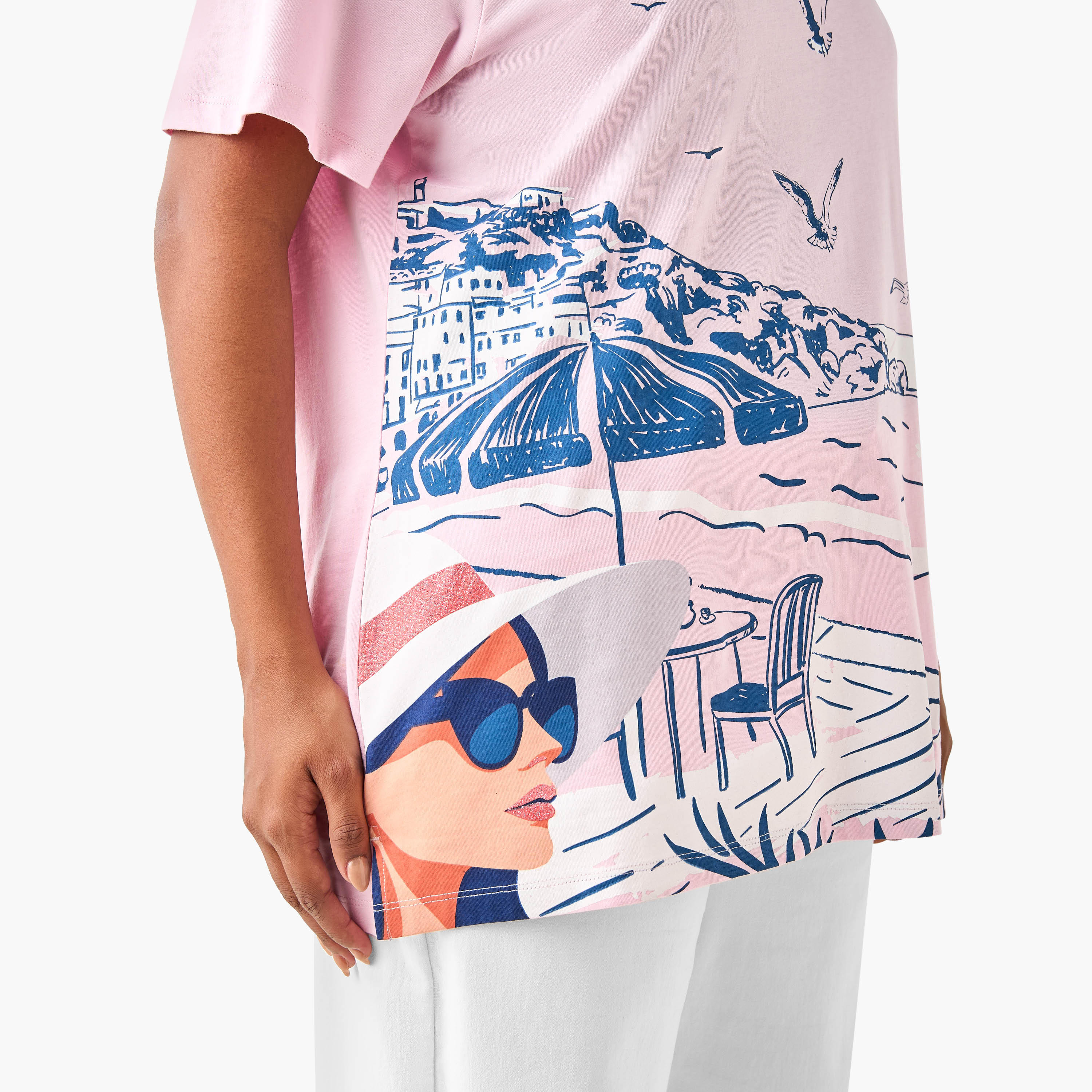 تيشيرت قطن مقاس كبير بطبعات جرافيك من أولا بوبكن-women-clothing-tshirts-image-2