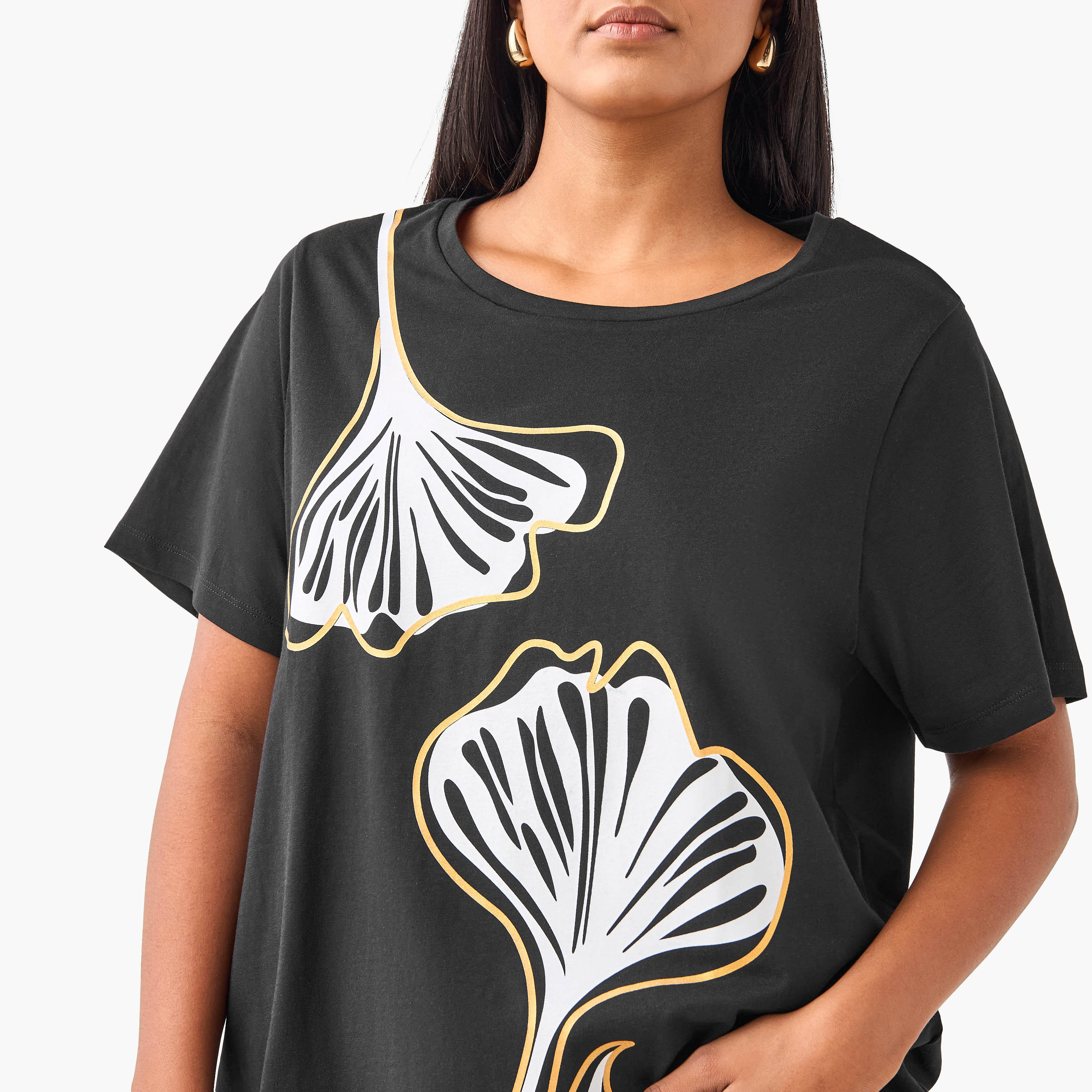 Plus Size Ulla Popken Leaf Print T-shirt-women-clothing-tshirts-image-4