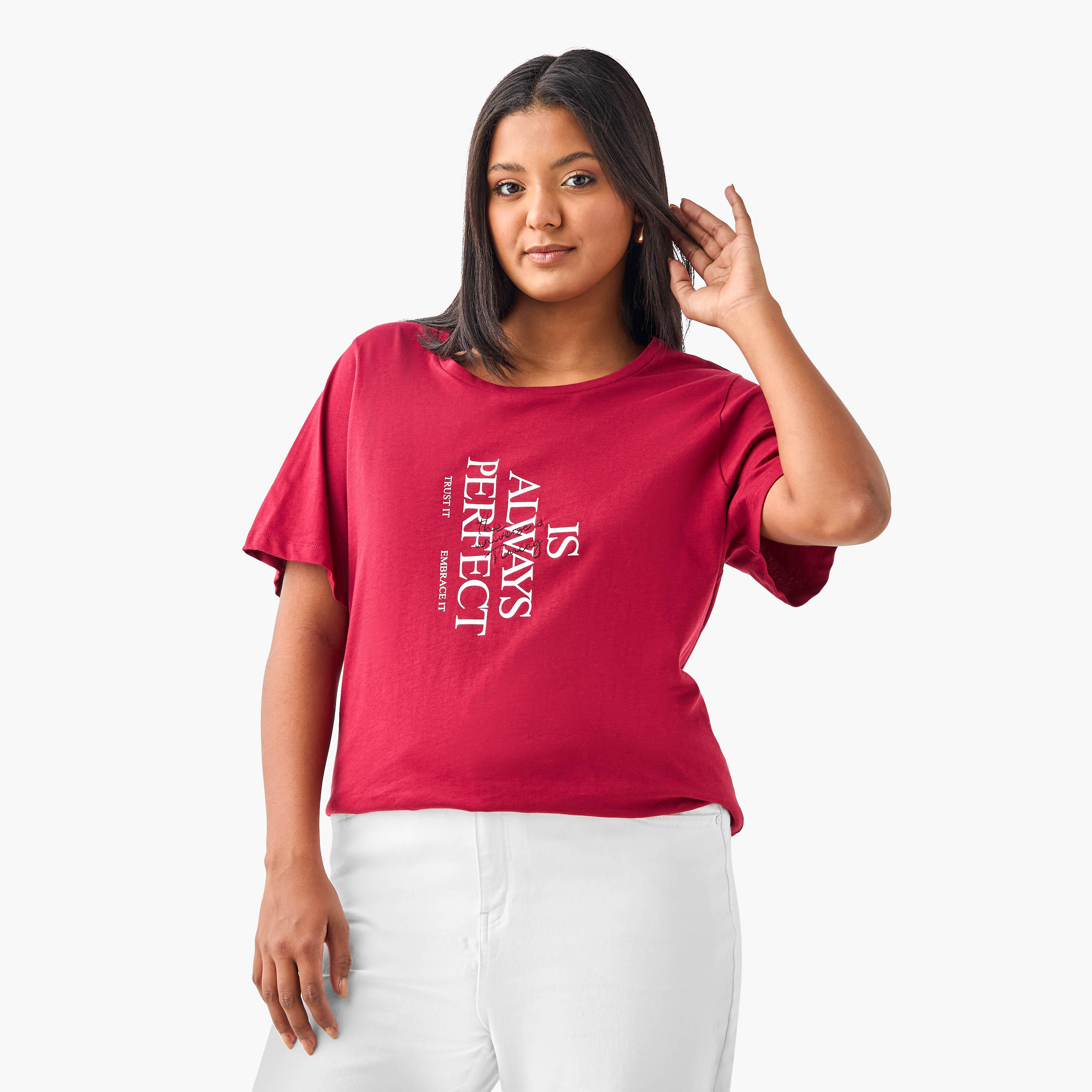 تيشيرت قطن مقاس كبير بطبعات الشعار من أولا بوبكن-women-clothing-tshirts-image-1