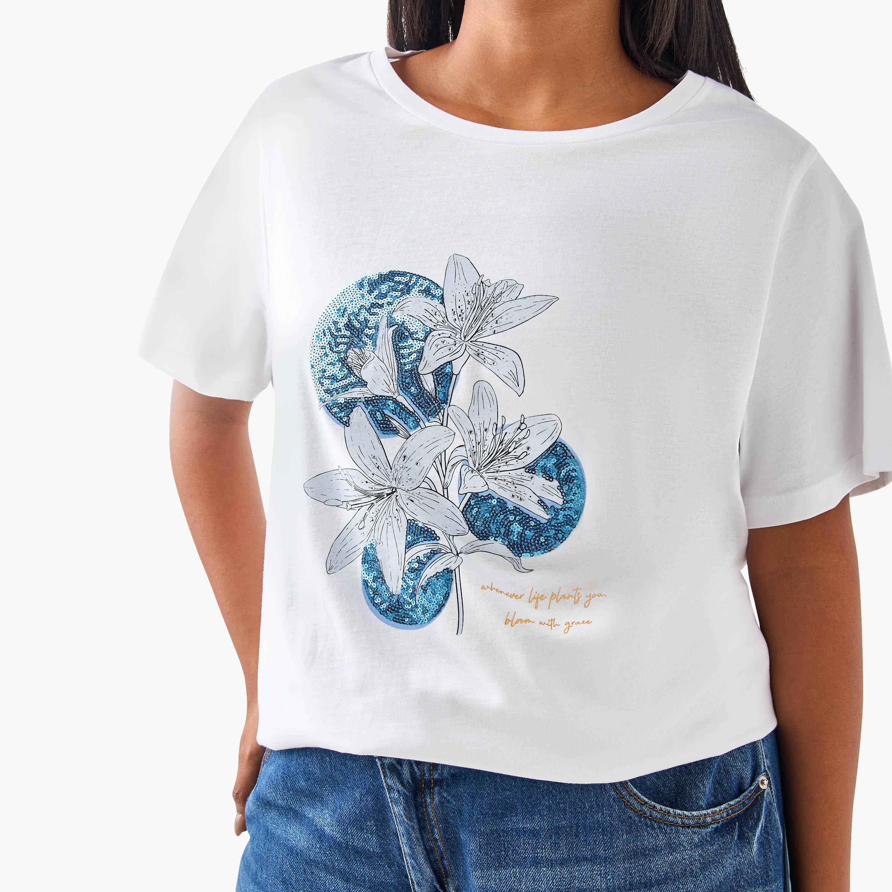 تيشيرت مقاس كبير مزين بالزهور من أولا بوبكين-women-clothing-tshirts-image-2