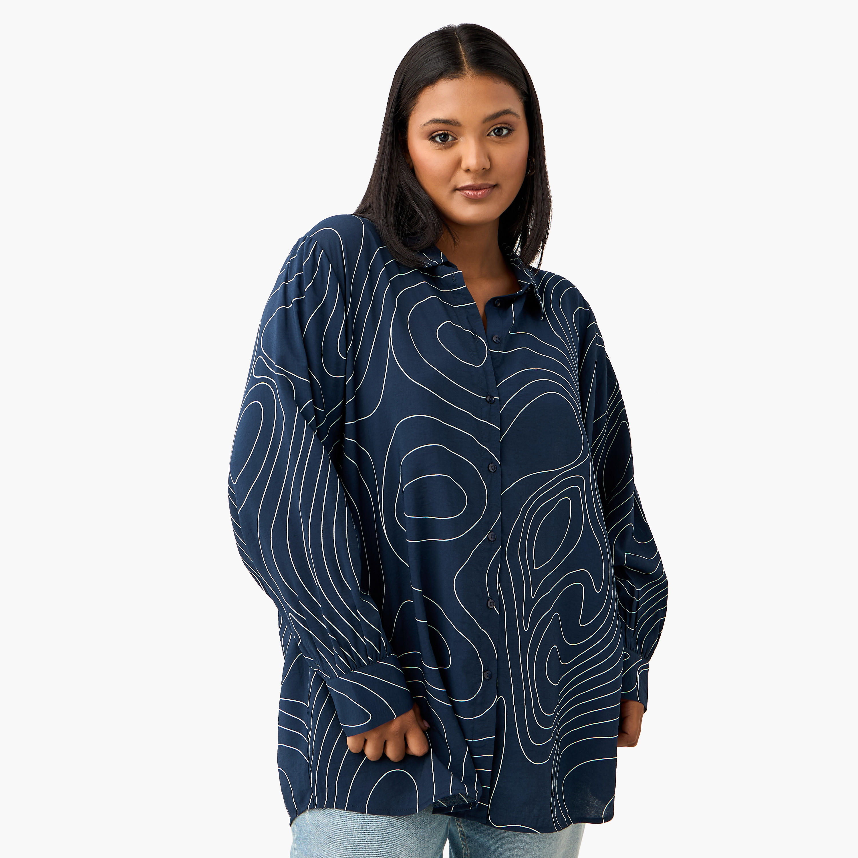 قميص بطبعات وأكمام طويلة مقاس كبير من أولا بوبكن-women-clothing-shirtsandblouses-shirts-image-1