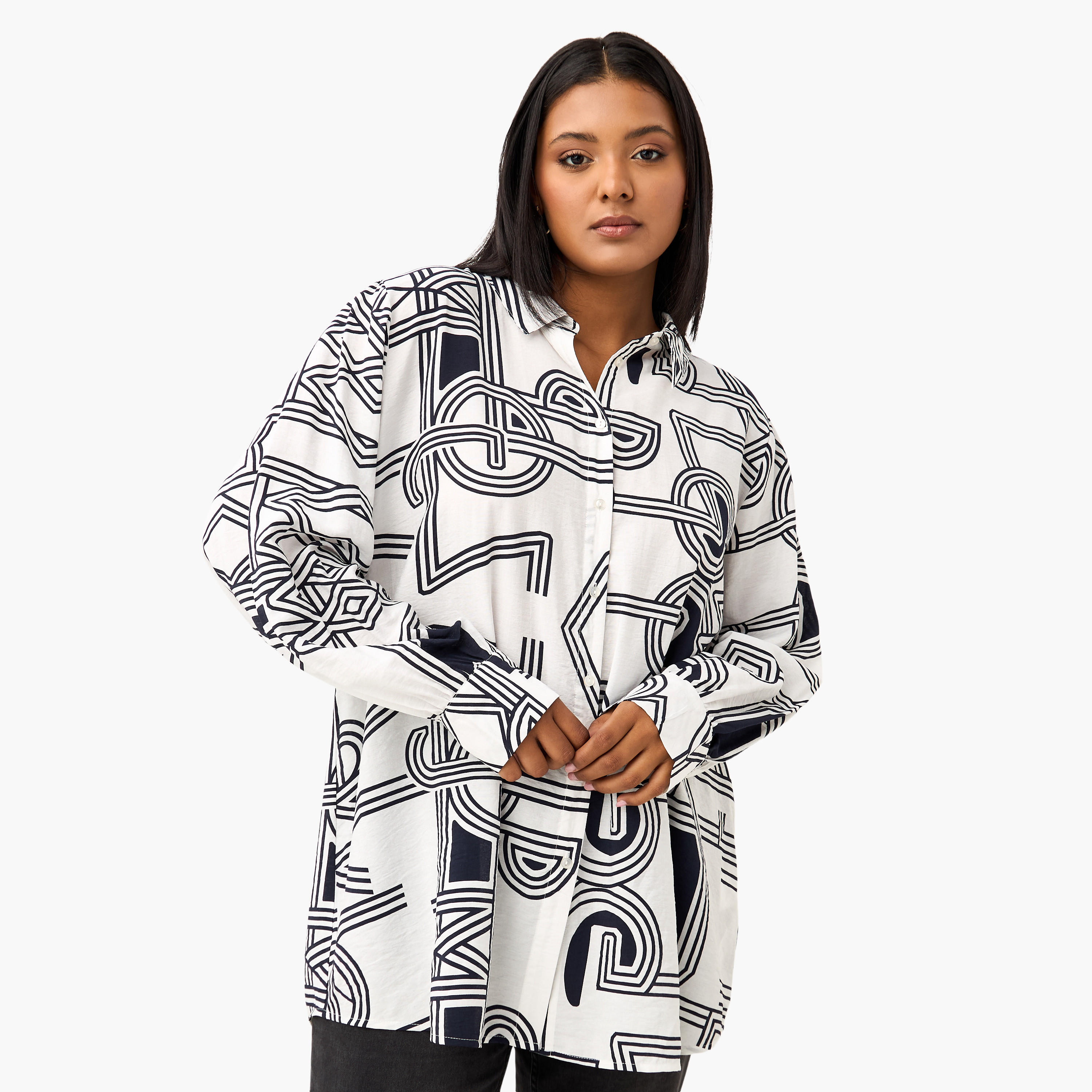 قميص بطبعات وأكمام طويلة مقاس كبير من أولا بوبكن-women-clothing-shirtsandblouses-shirts-image-5