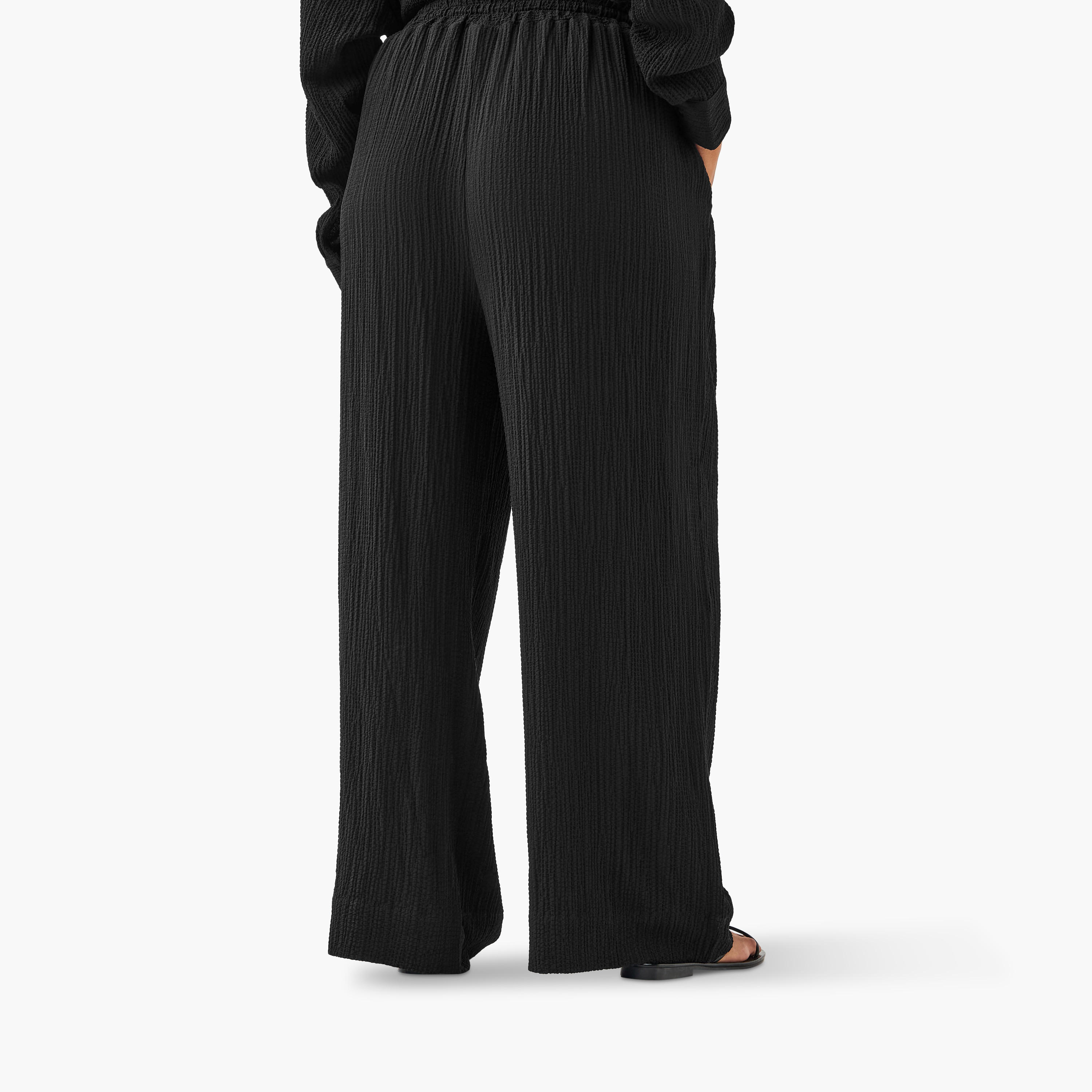 Plus Size Ulla Popken Regular Fit Textured Pants with Pockets-women-clothing-bottoms-trousers-image-3