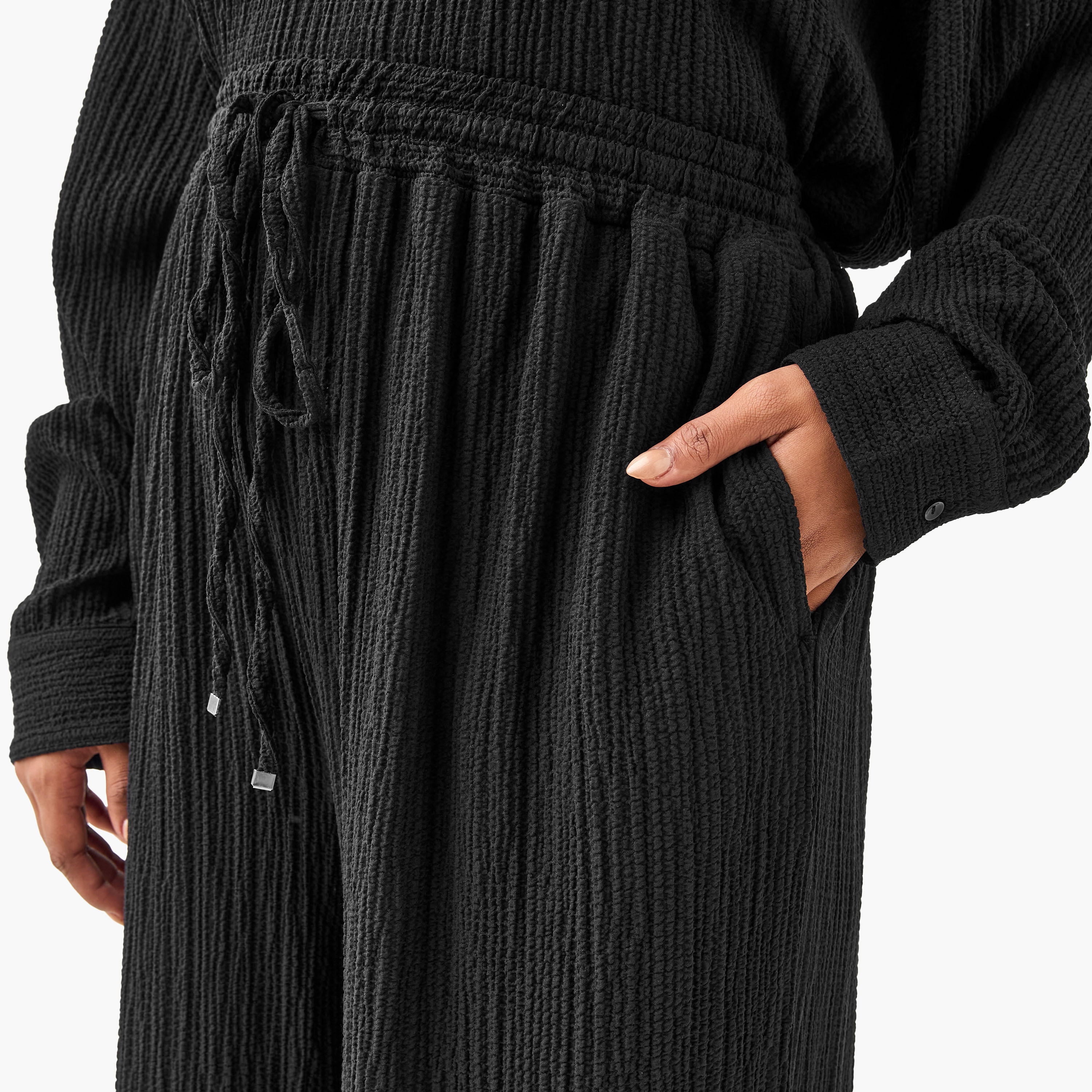 Plus Size Ulla Popken Regular Fit Textured Pants with Pockets-women-clothing-bottoms-trousers-image-4