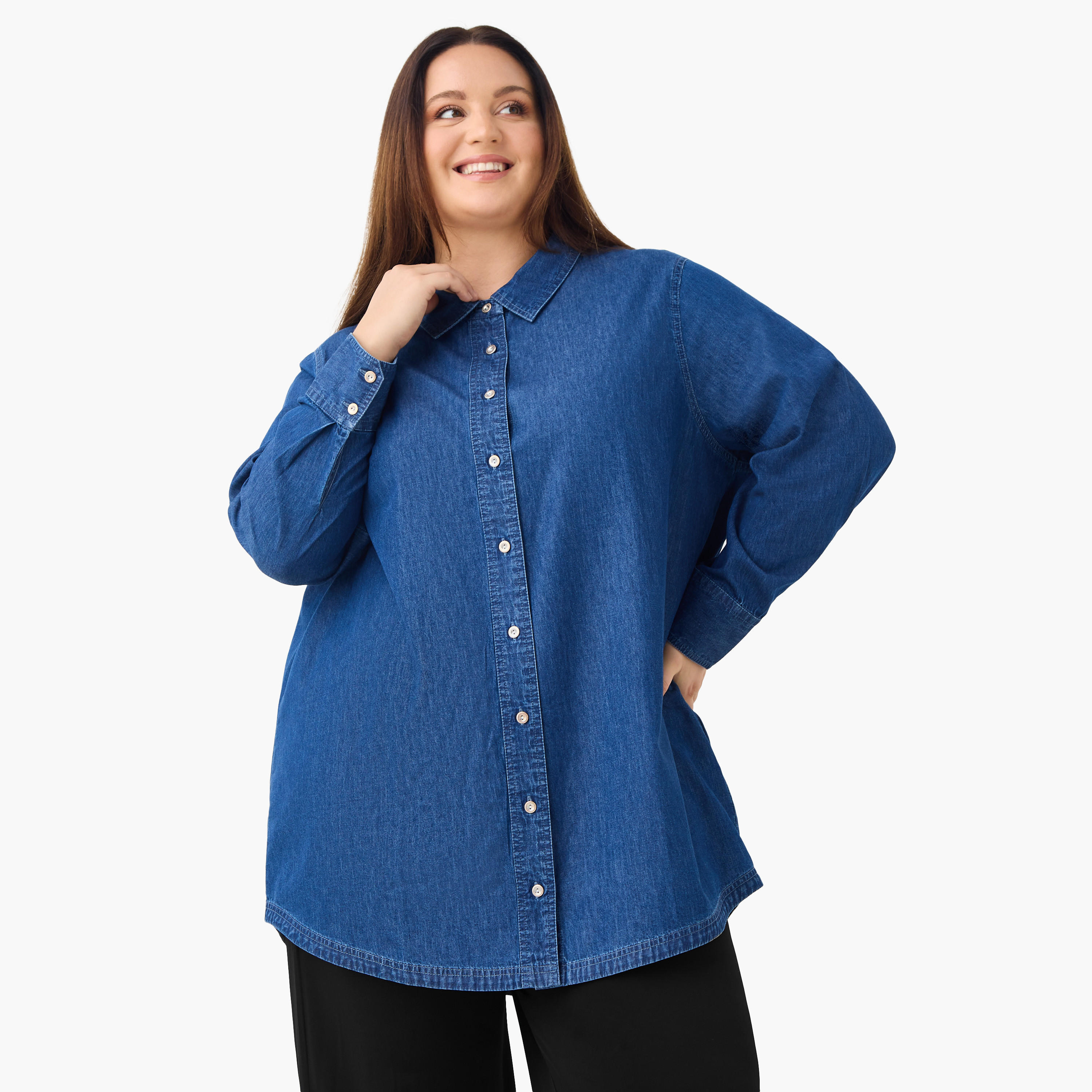 Plus Size Ulla Popken Tencel Cotton Shirt-women-clothing-shirtsandblouses-shirts-image-1