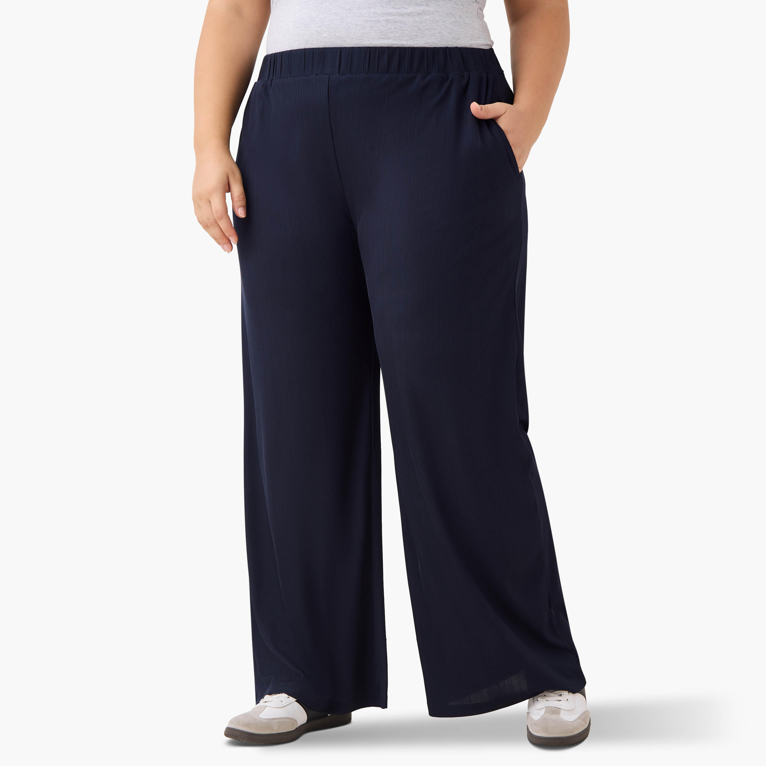بنطلون واسع بكسرات بليسيه وجيوب مقاس كبير من أولا بوبكين-women-clothing-bottoms-trousers-image-1