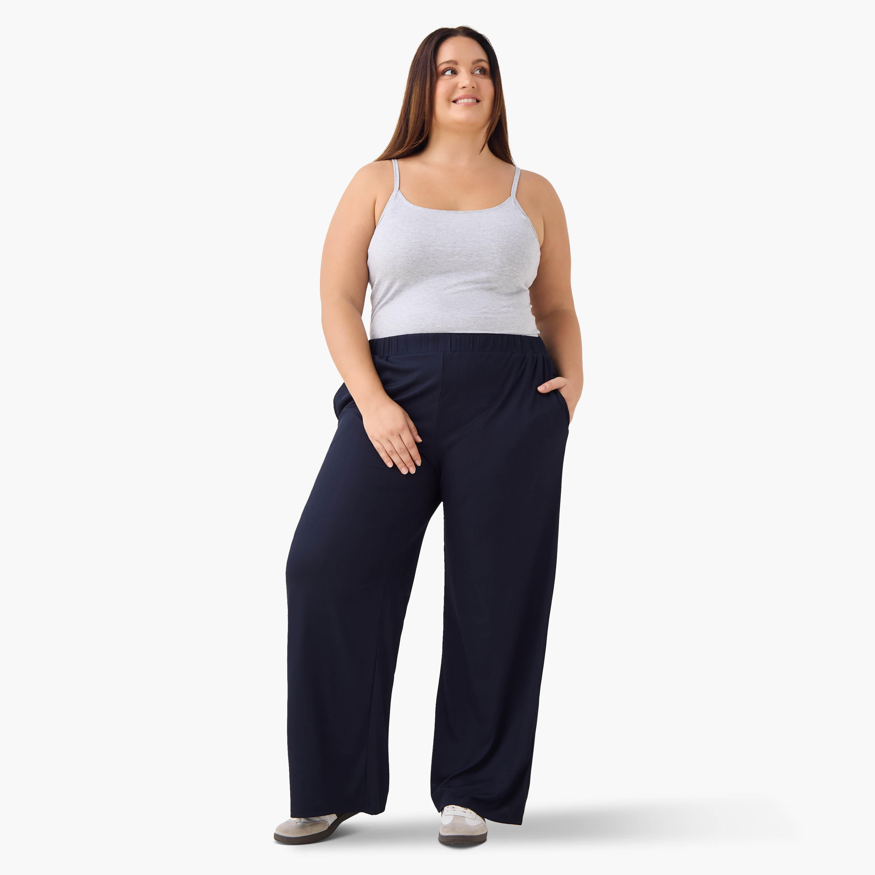 بنطلون واسع بكسرات بليسيه وجيوب مقاس كبير من أولا بوبكين-women-clothing-bottoms-trousers-image-2