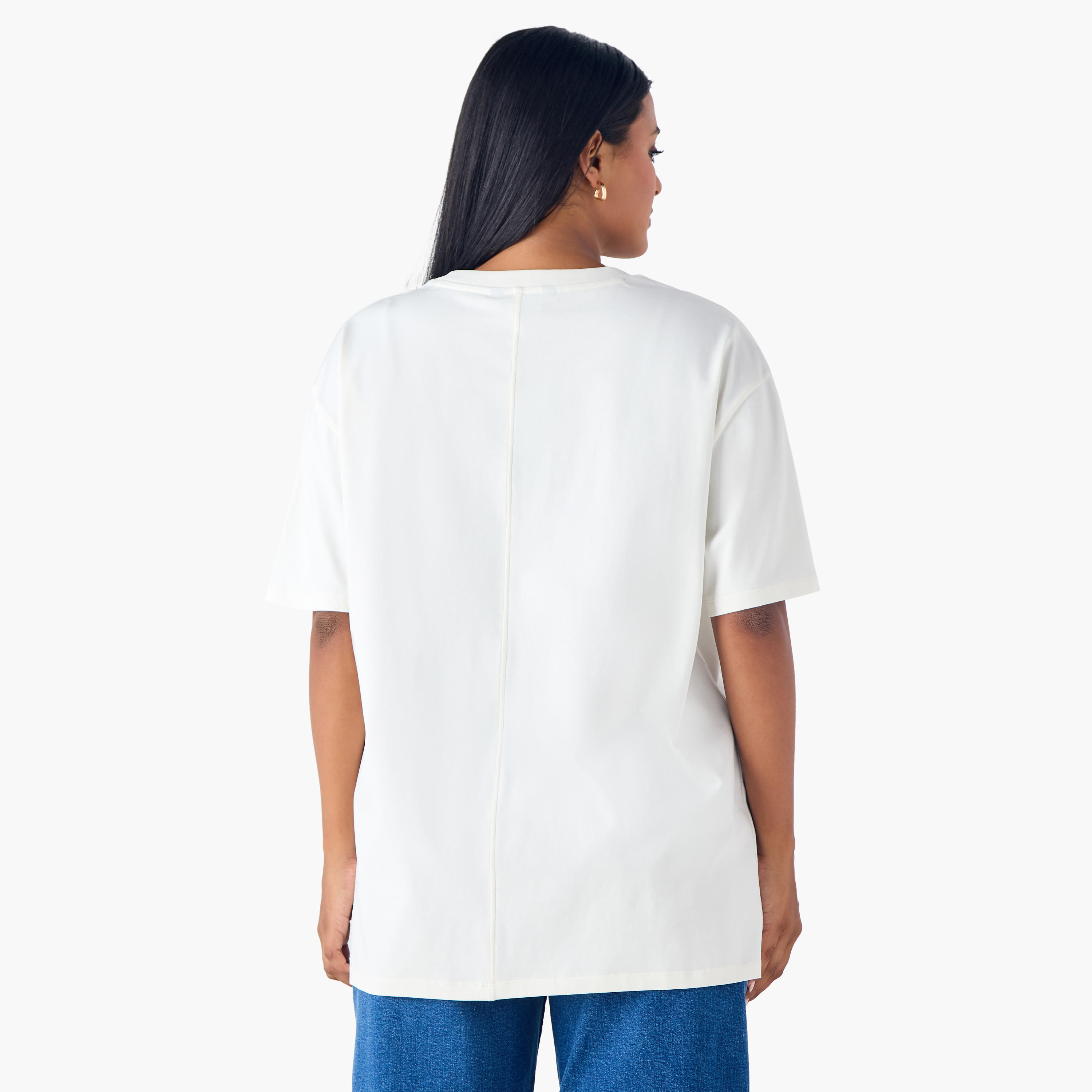 Plus Size Ulla Popken Floral Embellished T-shirt with Crew Neck-women-clothing-tshirts-image-3
