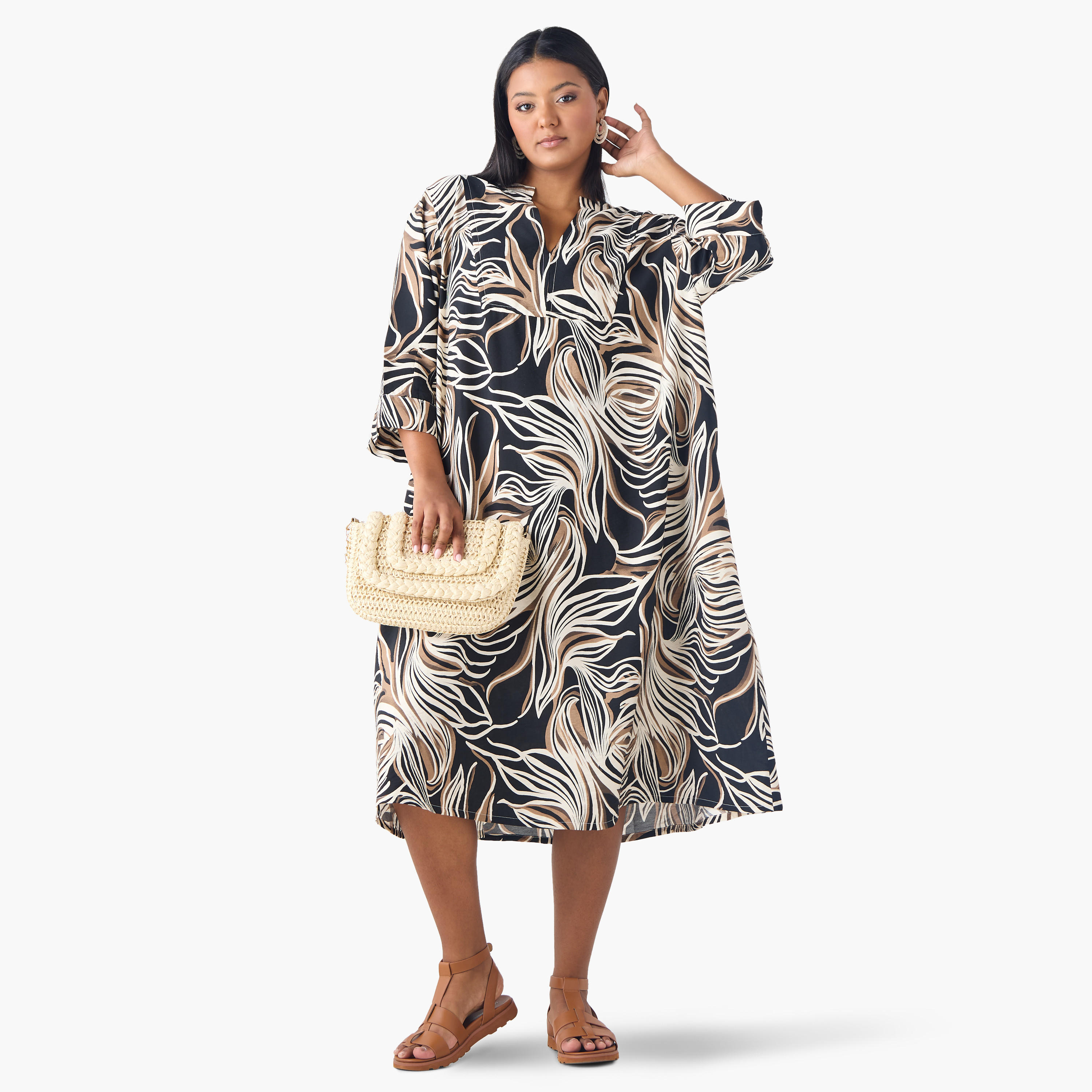 فستان إيه لاين مقاس كبير بطبعات من أولا بوبكن-women-clothing-dresses-image-5