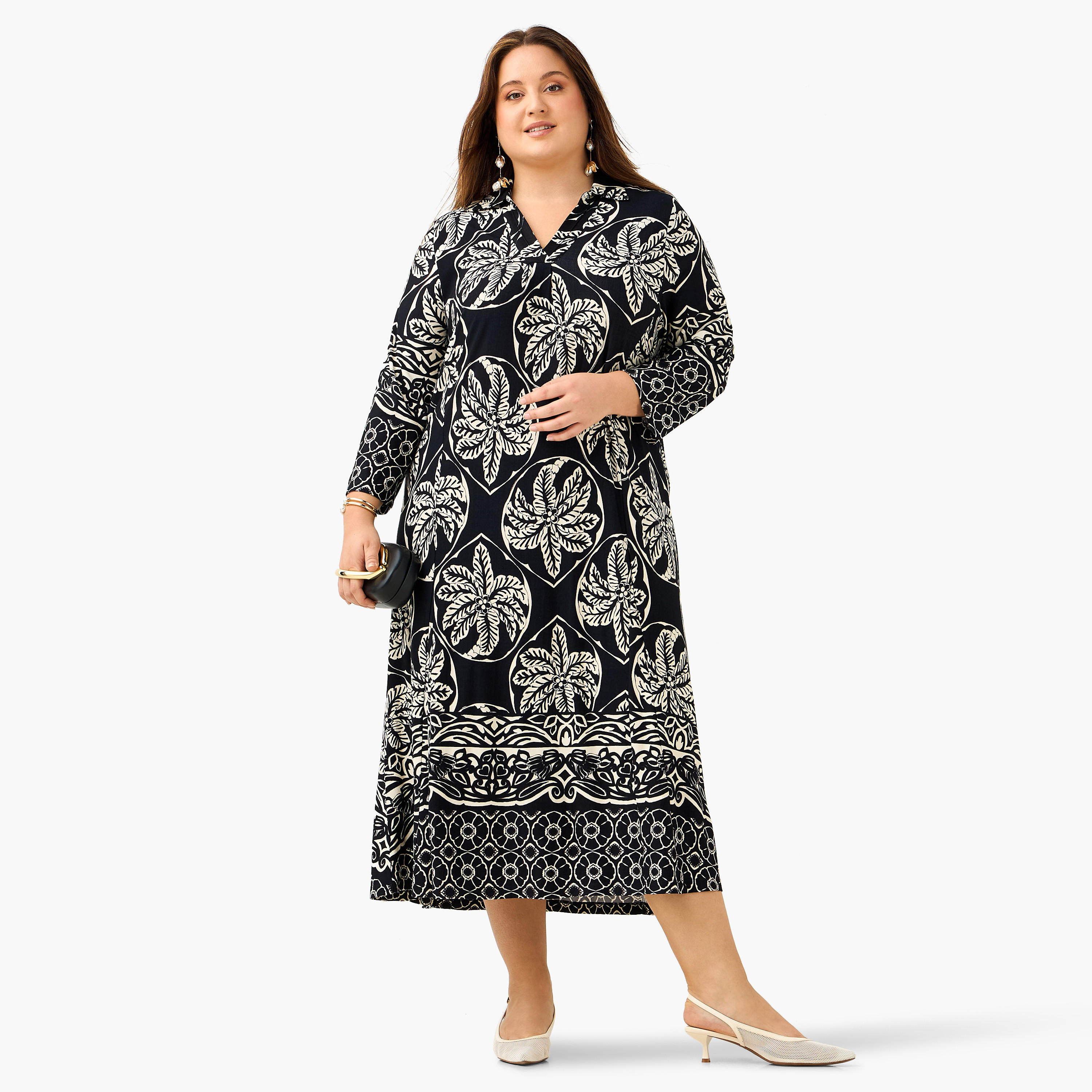 فستان بمقاس كبير وياقة وطبعات زهرية من أولا بوبكين-women-clothing-dresses-image-5