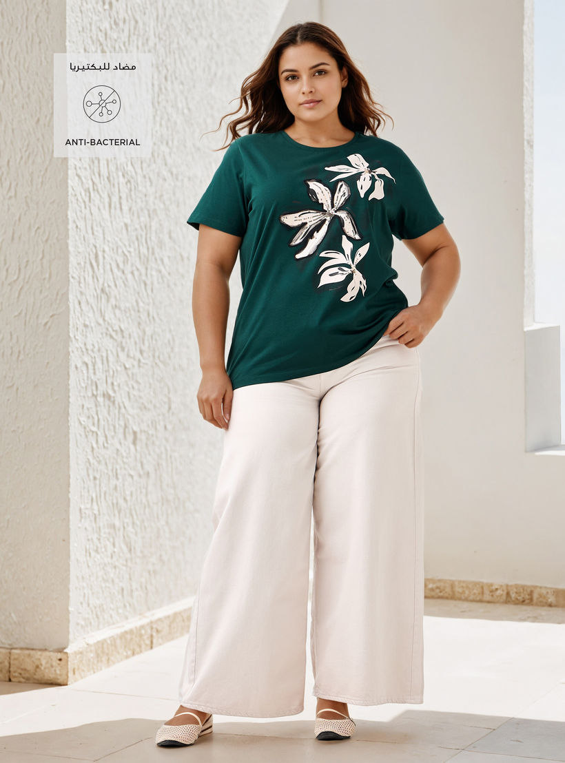 Plus Size Ulla Popken Floral Print Cotton T-shirt-women-clothing-tshirts-image-2