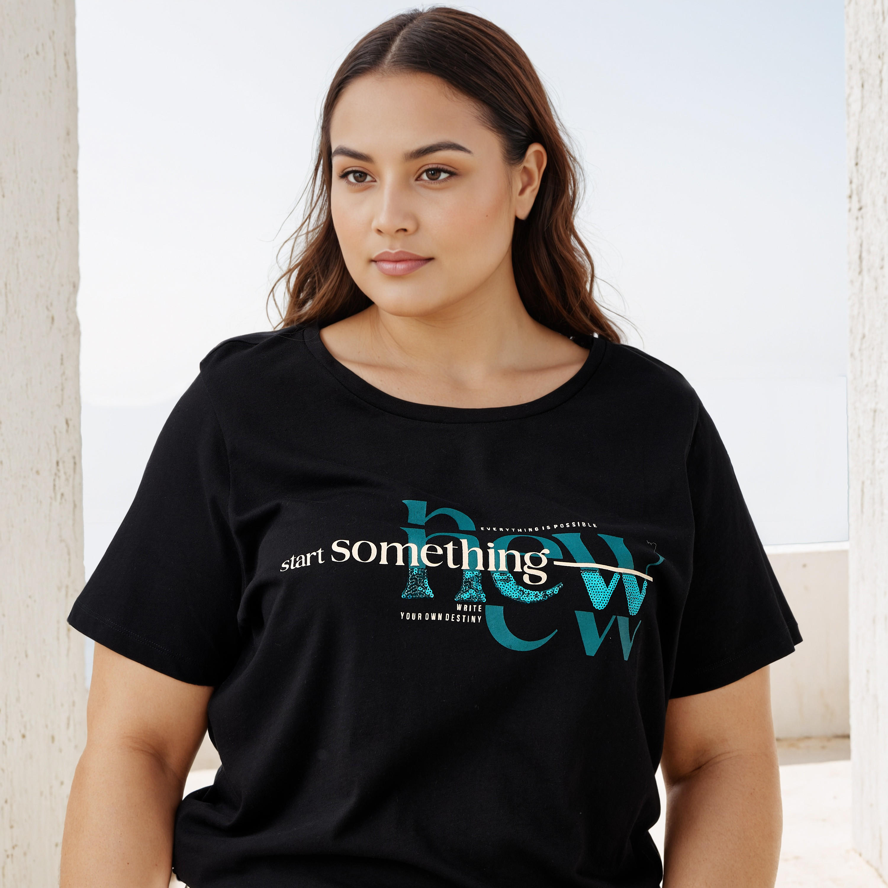 Plus Size Ulla Popken Slogan Print T-shirt-women-clothing-tshirts-image-5