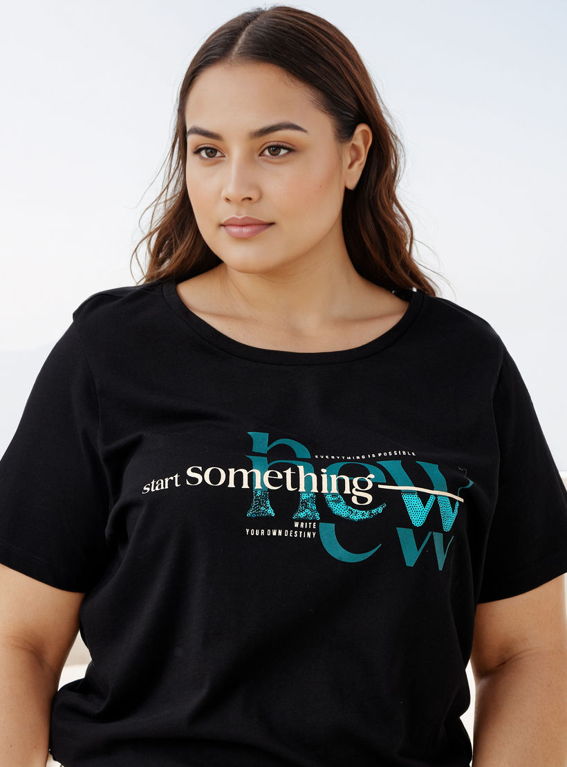 Plus Size Ulla Popken Slogan Print T-shirt-women-clothing-tshirts-image-5