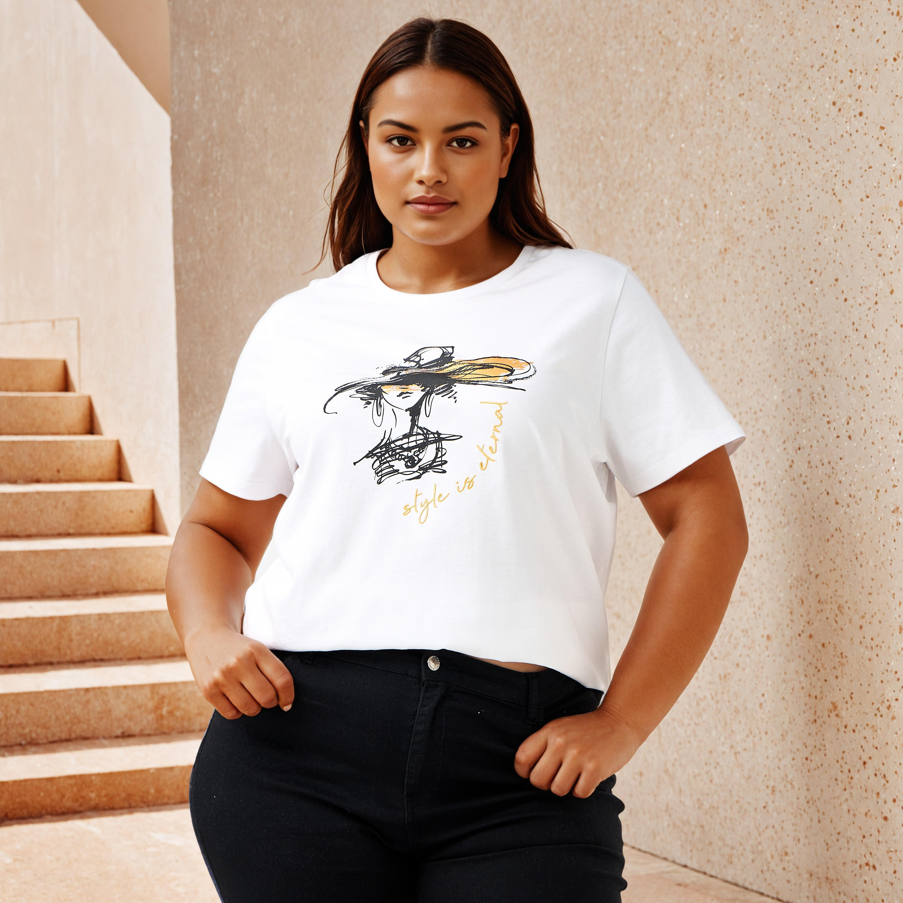 تيشيرت قطن مقاس كبير بطبعات من أولا بوبكن-women-clothing-tshirts-image-6