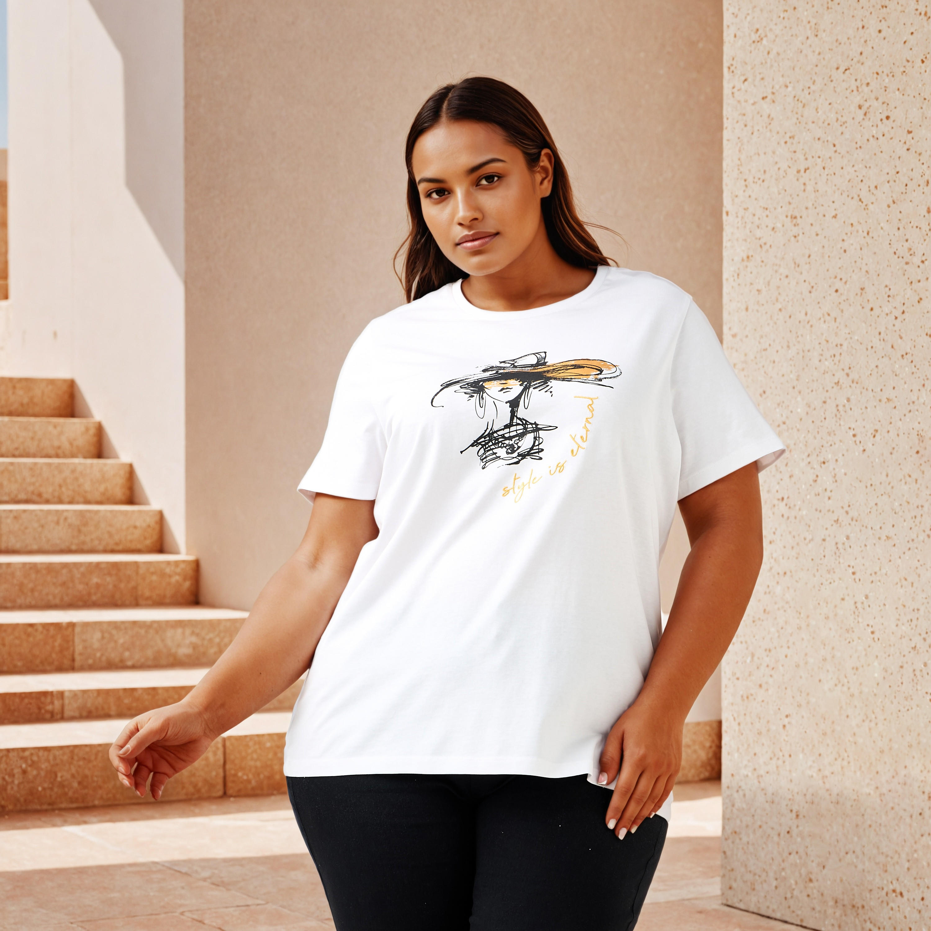 تيشيرت قطن مقاس كبير بطبعات من أولا بوبكن-women-clothing-tshirts-image-3