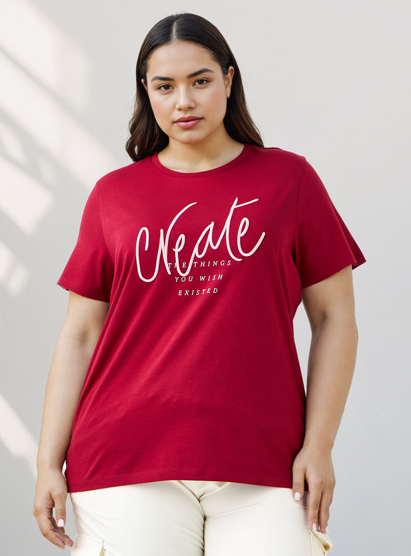 Plus Size Ulla Popken Slogan Print T-shirt-women-clothing-tshirts-image-5