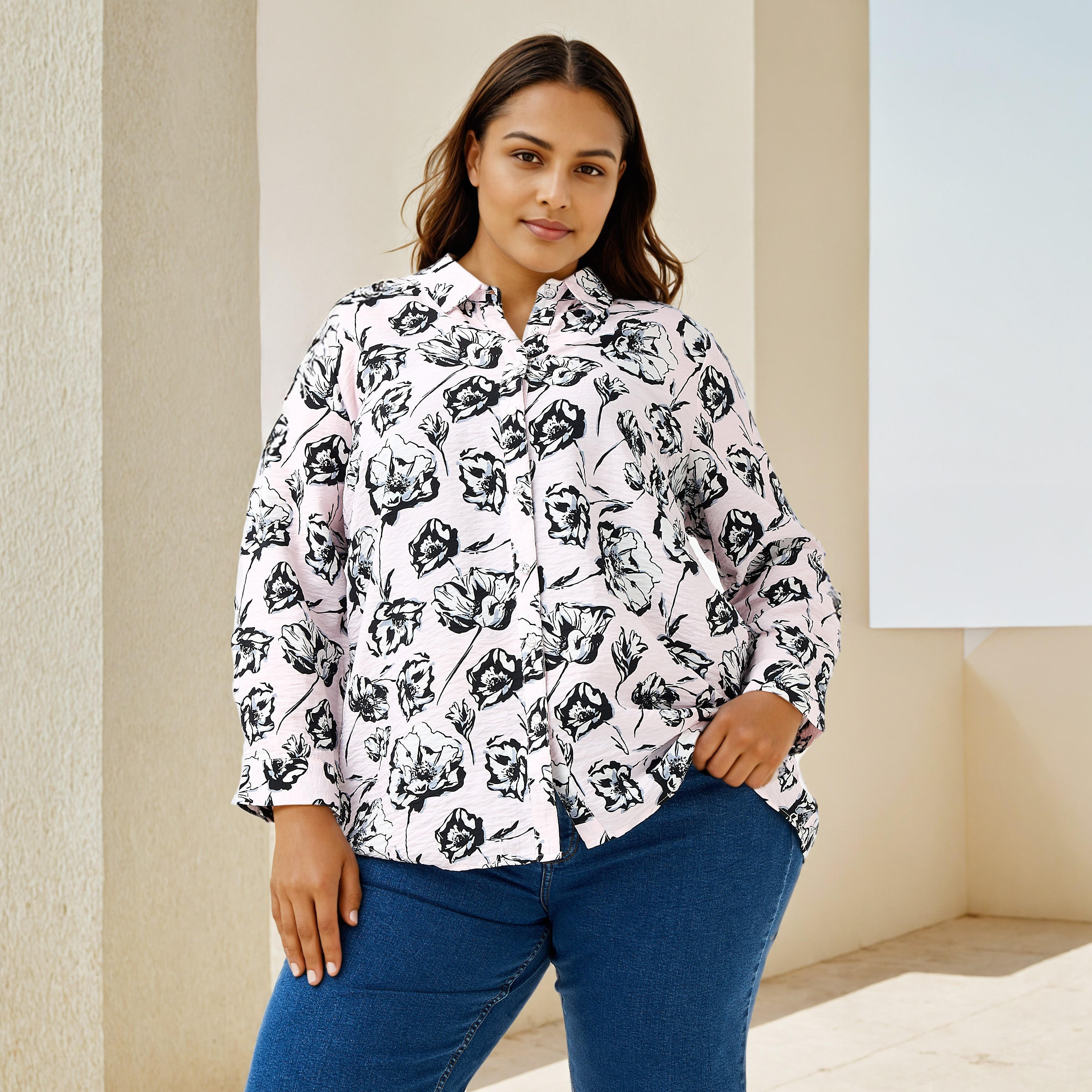 Plus Size Ulla Popken Floral Print Shirt-women-clothing-shirtsandblouses-shirts-image-1