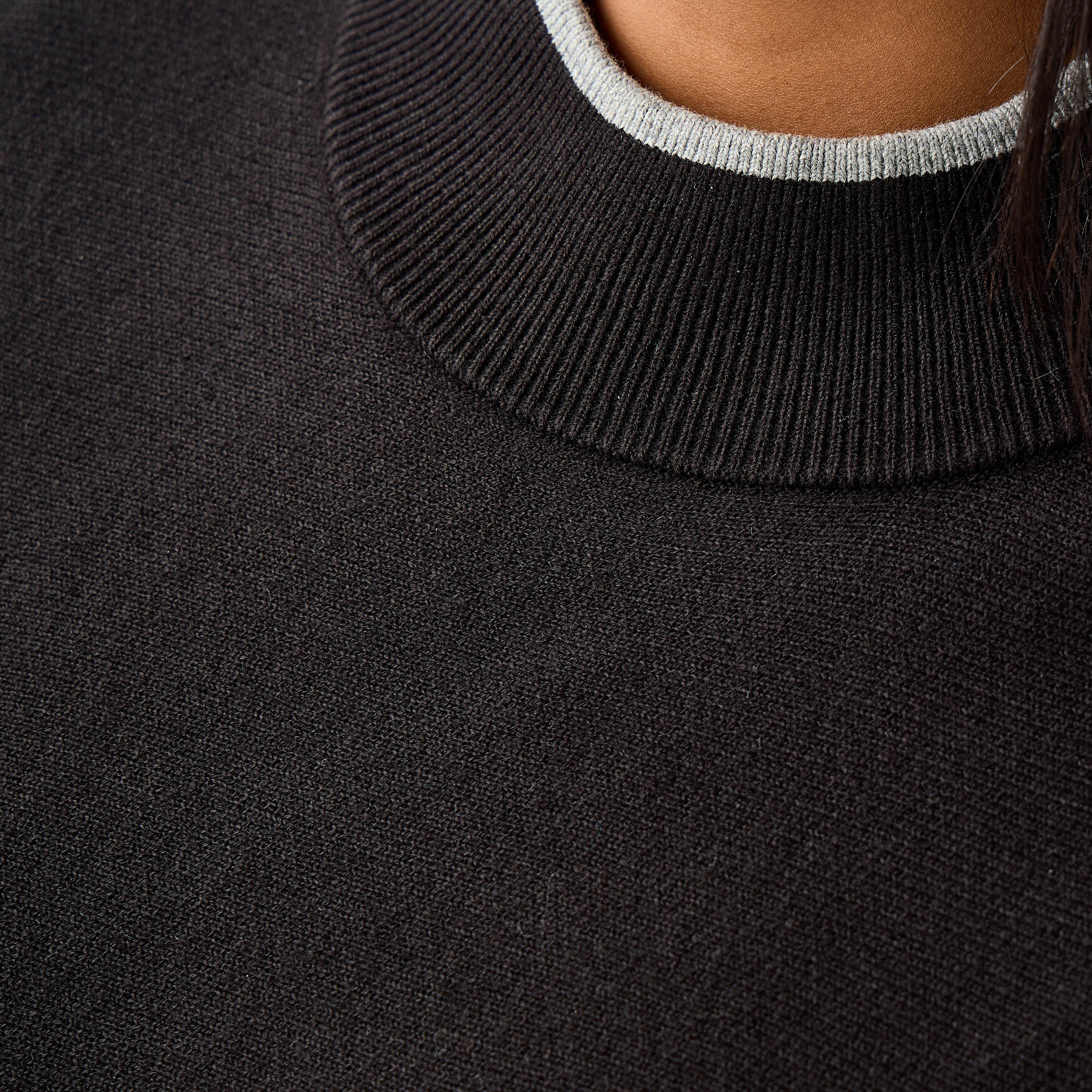 Ulla Popken Relaxed Fit Contrast Border High Neck Poncho-women-winterwear-cardigansandjumpers-cardigans-image-3