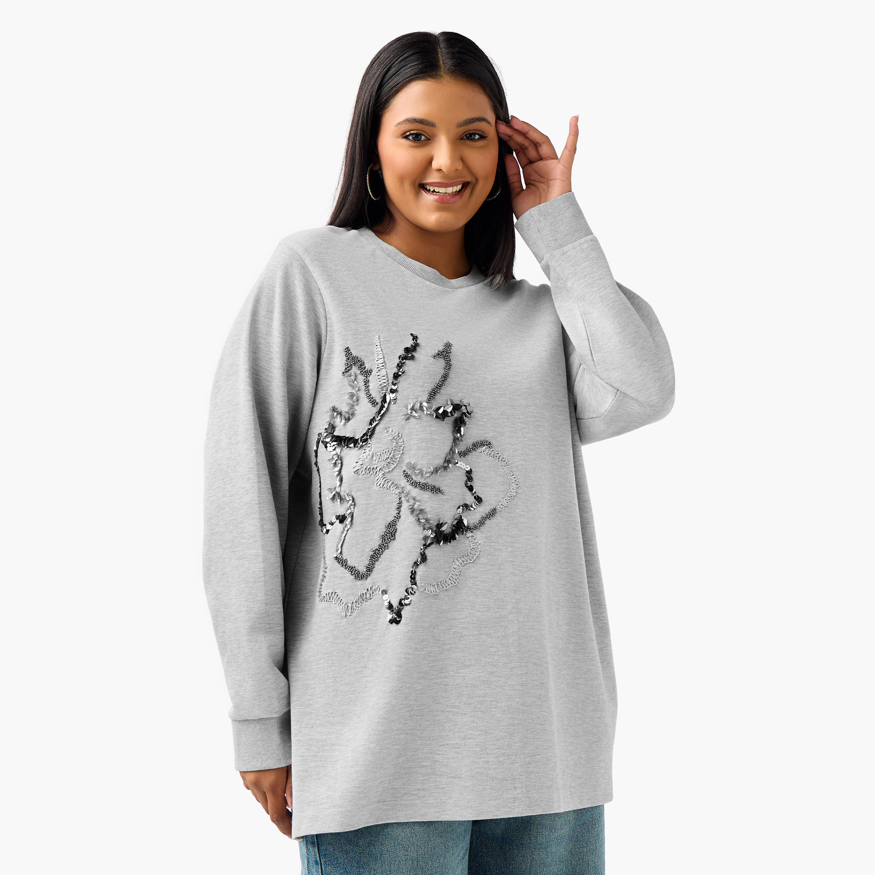 سويت شيرت بزينة من أولا بوبكن-women-winterwear-hoodiesandsweatshirts-sweatshirts-image-1