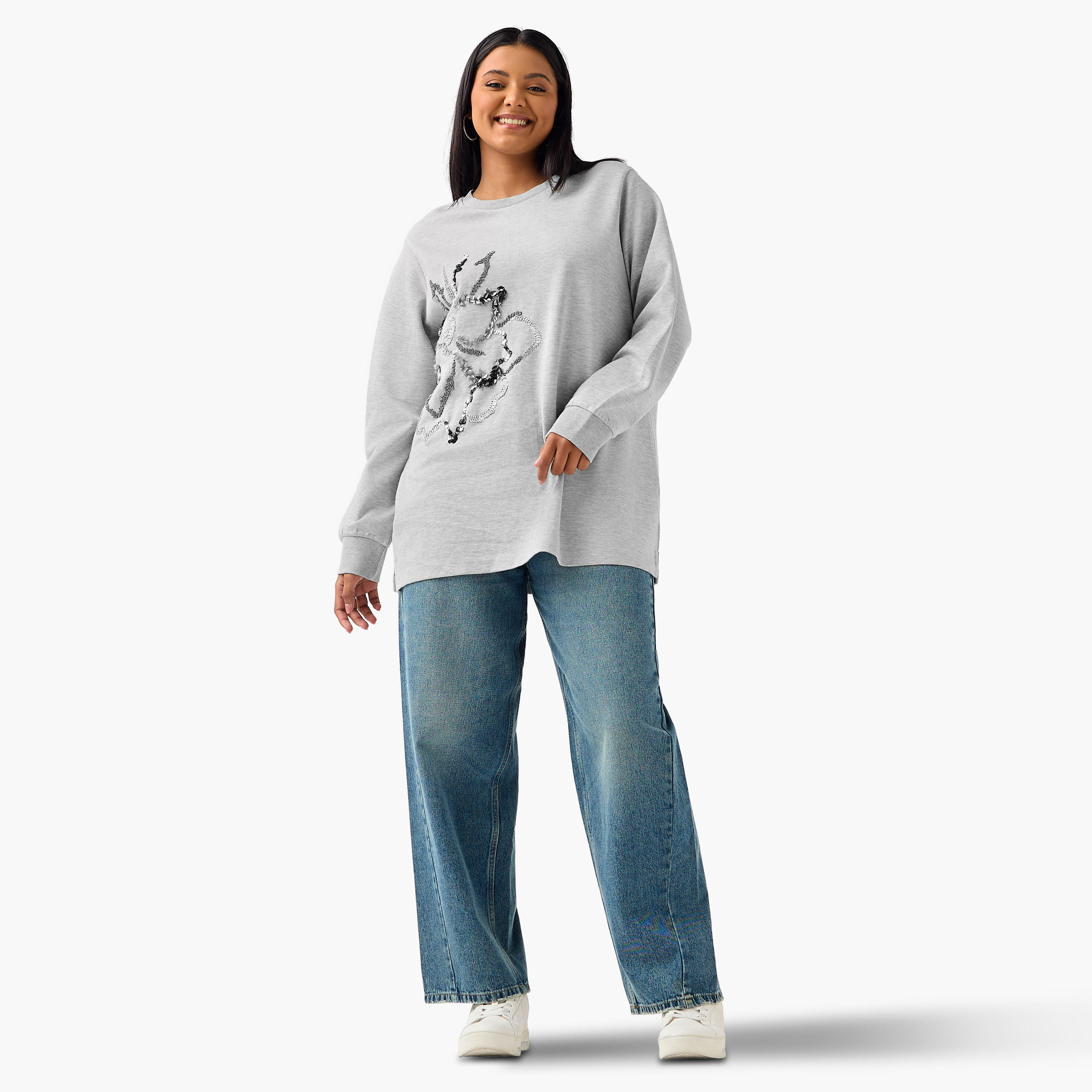Ulla Popken Sweatshirt with Embellishment-women-winterwear-hoodiesandsweatshirts-sweatshirts-image-2