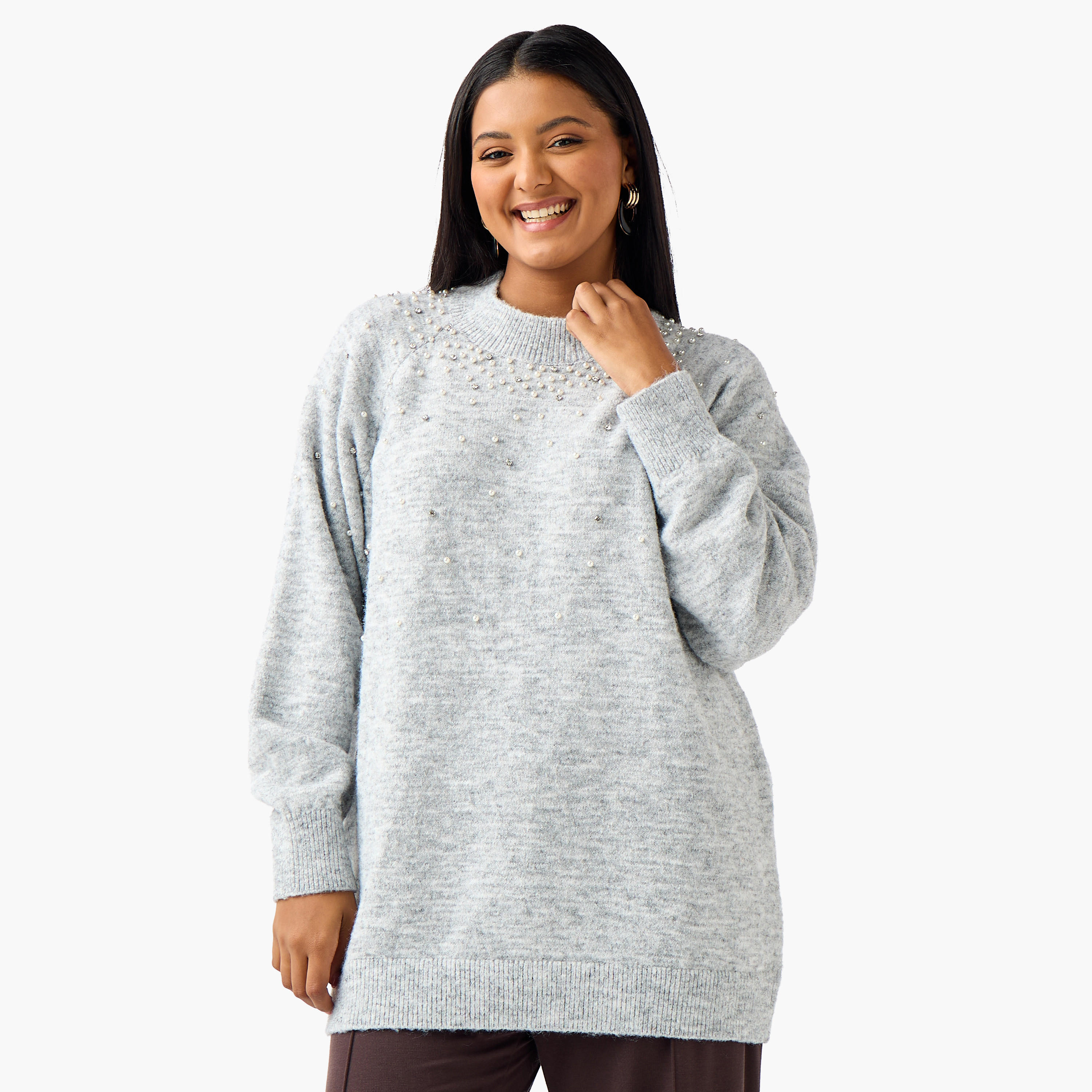 سترة مزينة بقصة عادية وياقة ضيقة من أولا بوبكين-women-clothing-cardigansandjumpers-jumpers-image-1