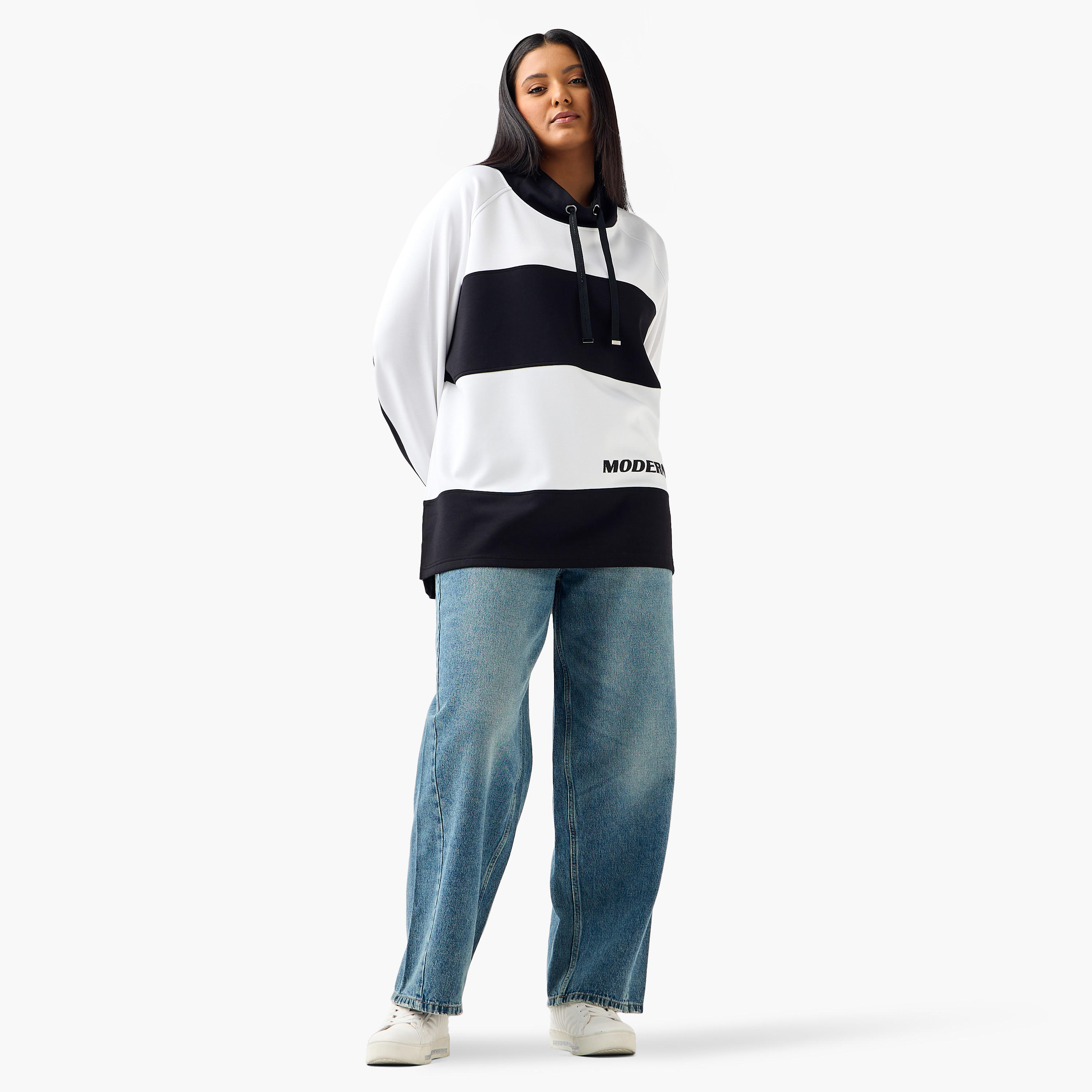 Ulla Popken Relaxed Fit Sweatshirt with Stripes-women-winterwear-hoodiesandsweatshirts-sweatshirts-image-2