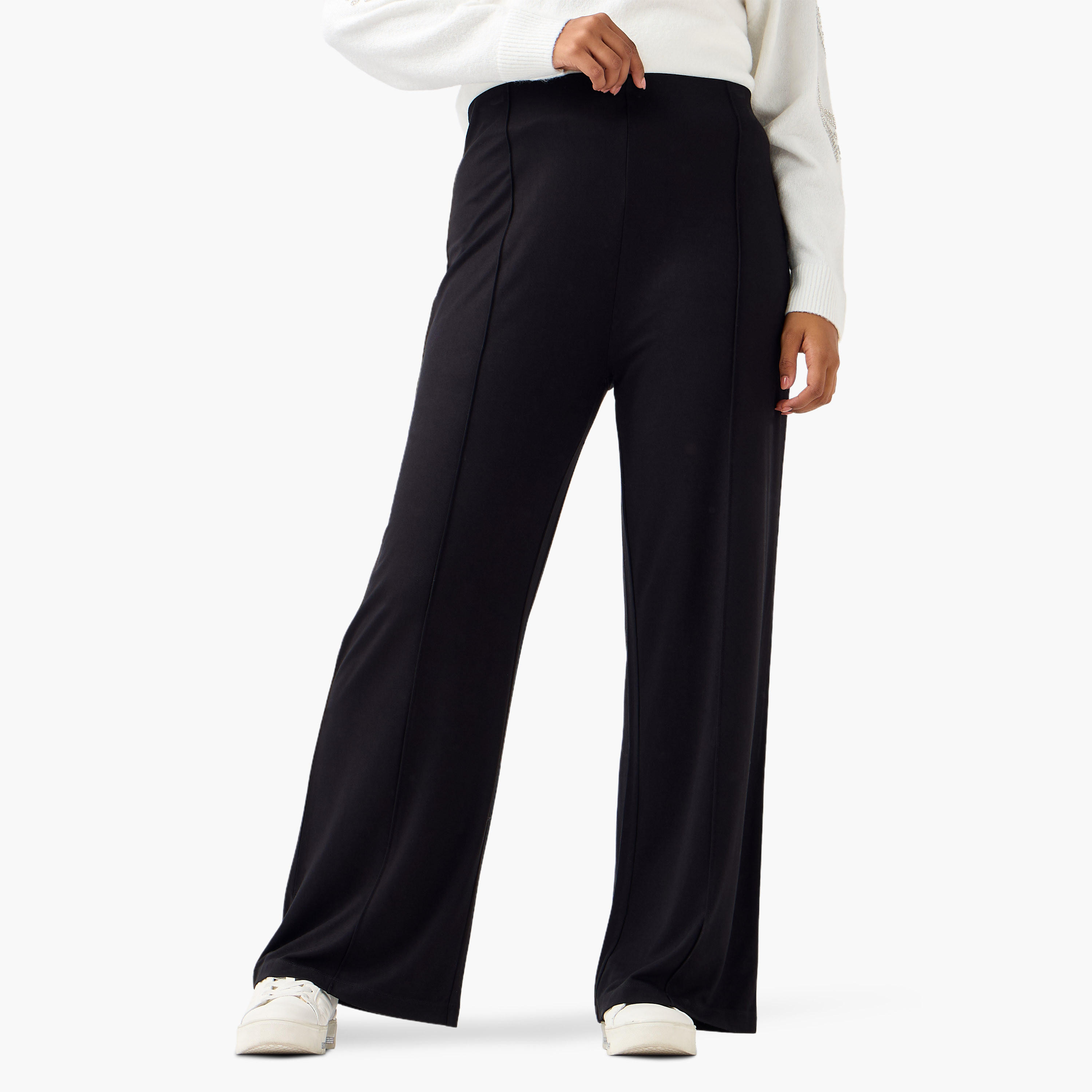 Ulla Popken Pintuck Regular Fit Flexi Waist Trousers-women-clothing-bottoms-trousers-image-1