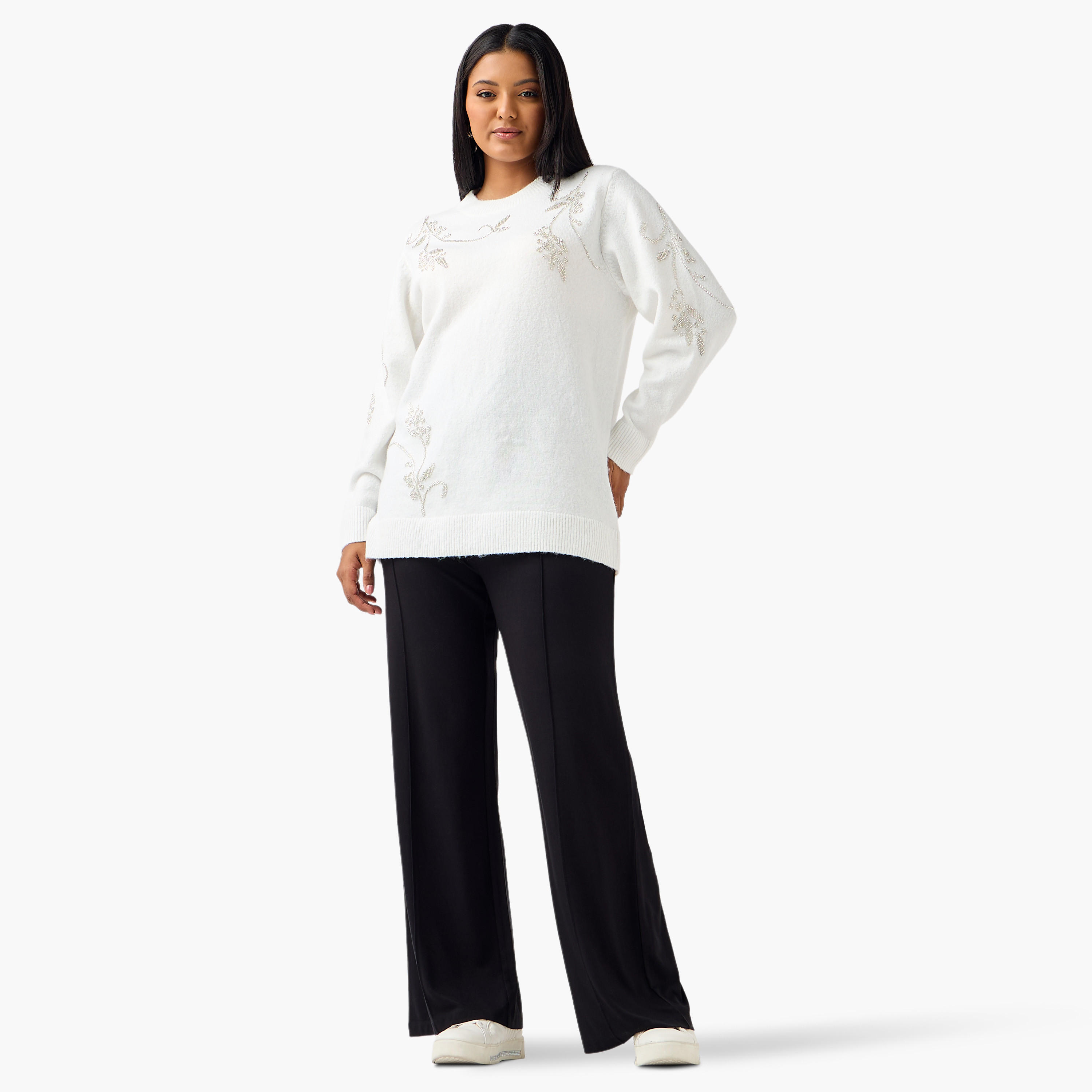 Ulla Popken Pintuck Regular Fit Flexi Waist Trousers-women-clothing-bottoms-trousers-image-2