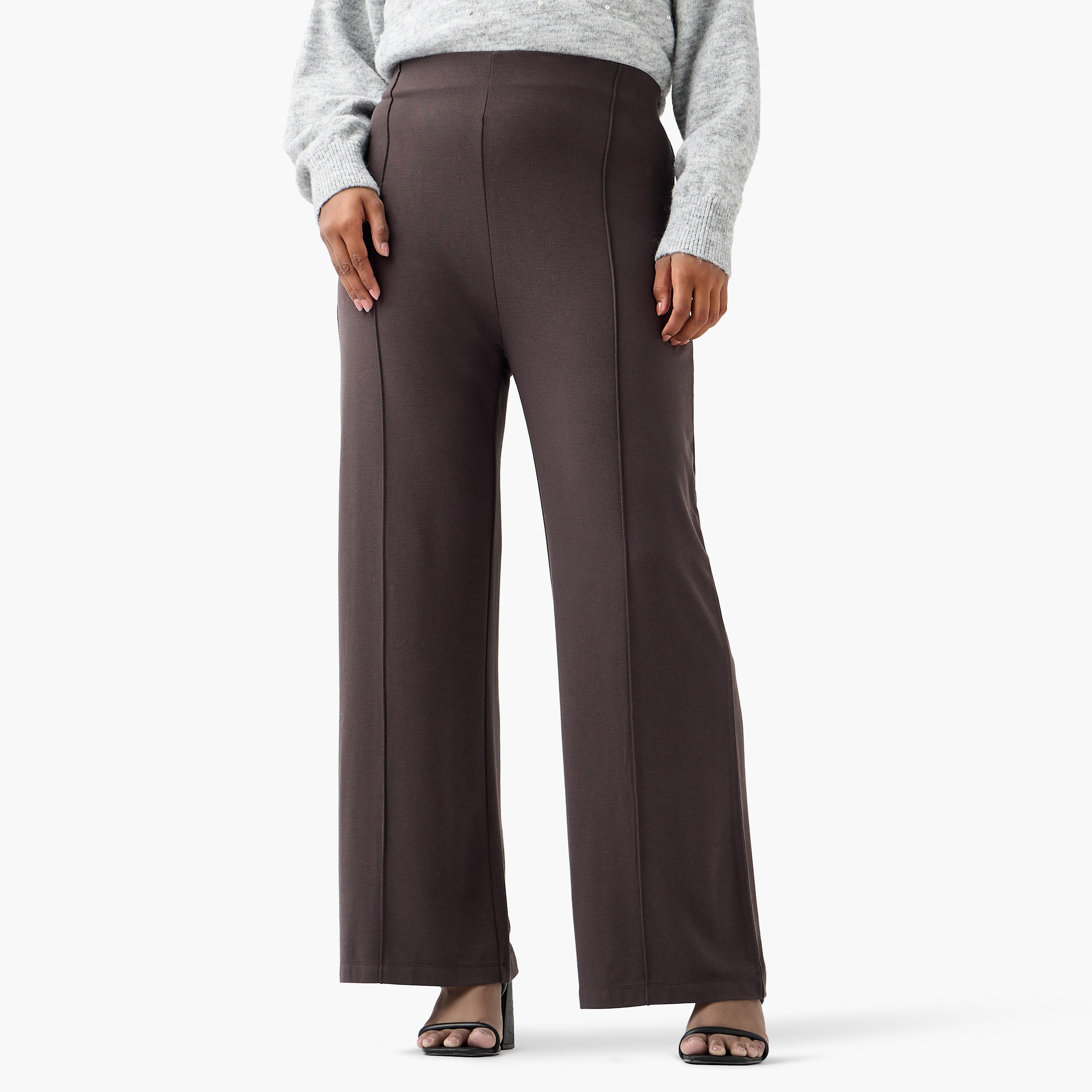 Ulla Popken Pintuck Regular Fit Flexi Waist Trousers-women-clothing-bottoms-trousers-image-1