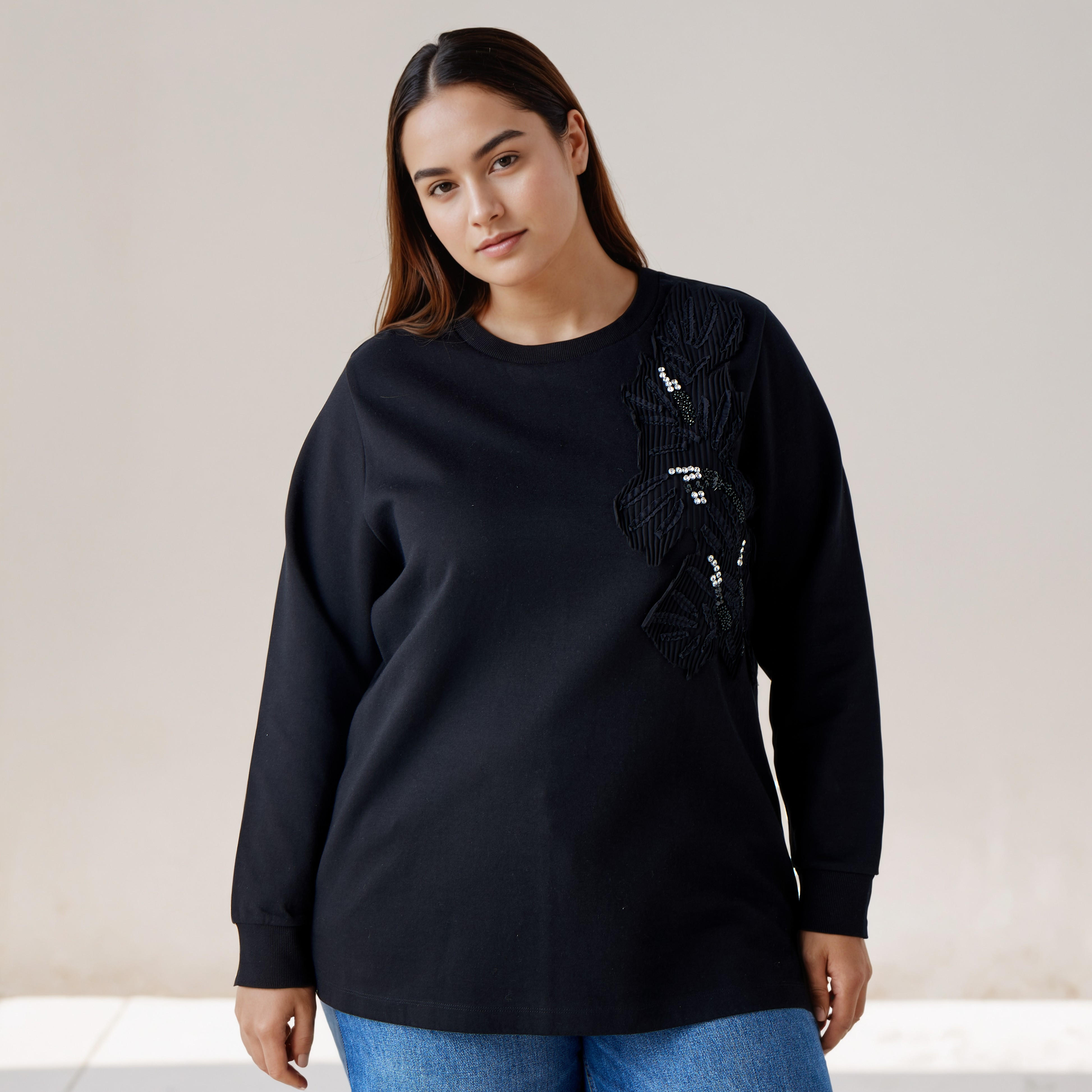 Ulla Popken Sweatshirt with Embellishment-women-winterwear-hoodiesandsweatshirts-sweatshirts-image-1