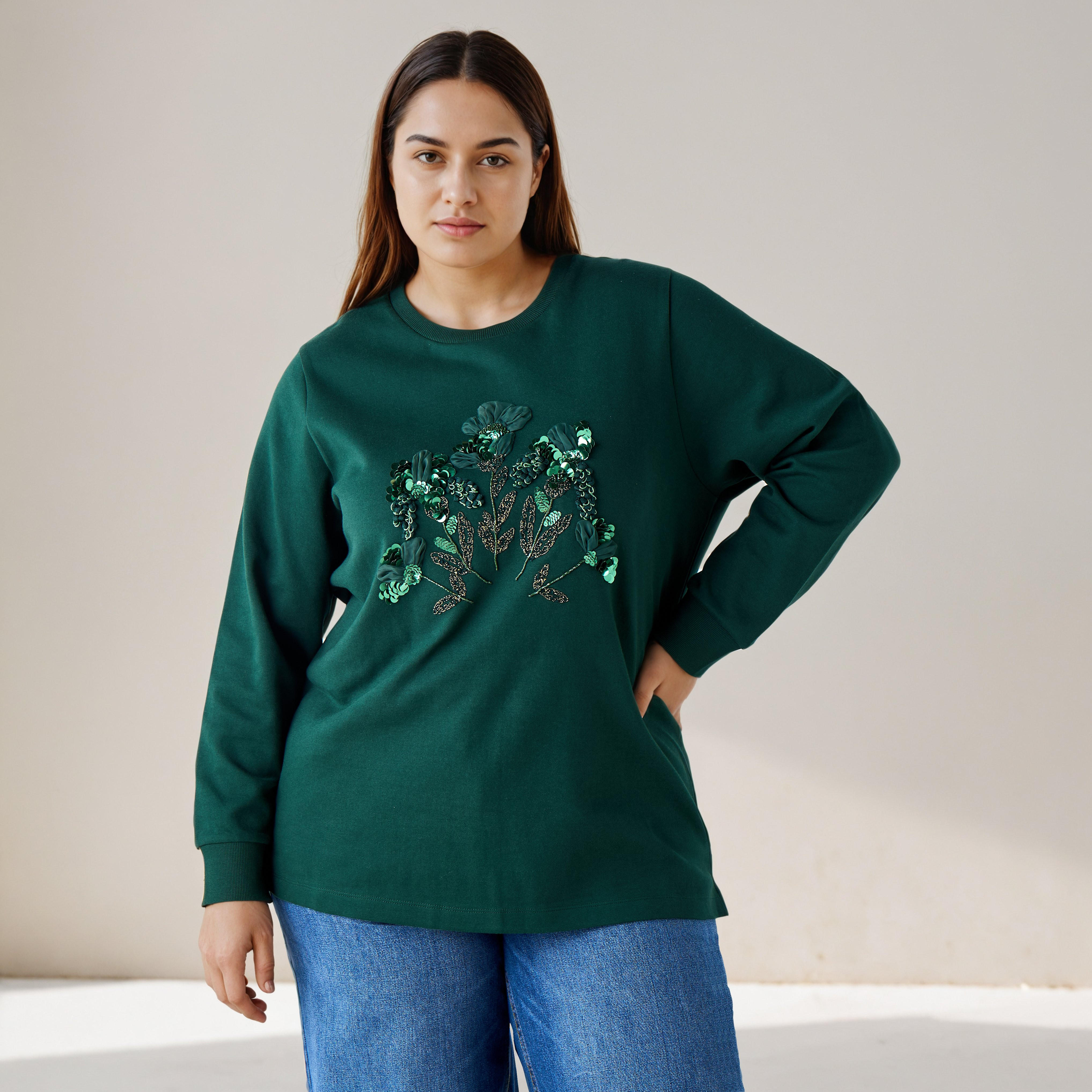 Ulla Popken Sweatshirt with Embellishment-women-winterwear-hoodiesandsweatshirts-sweatshirts-image-1