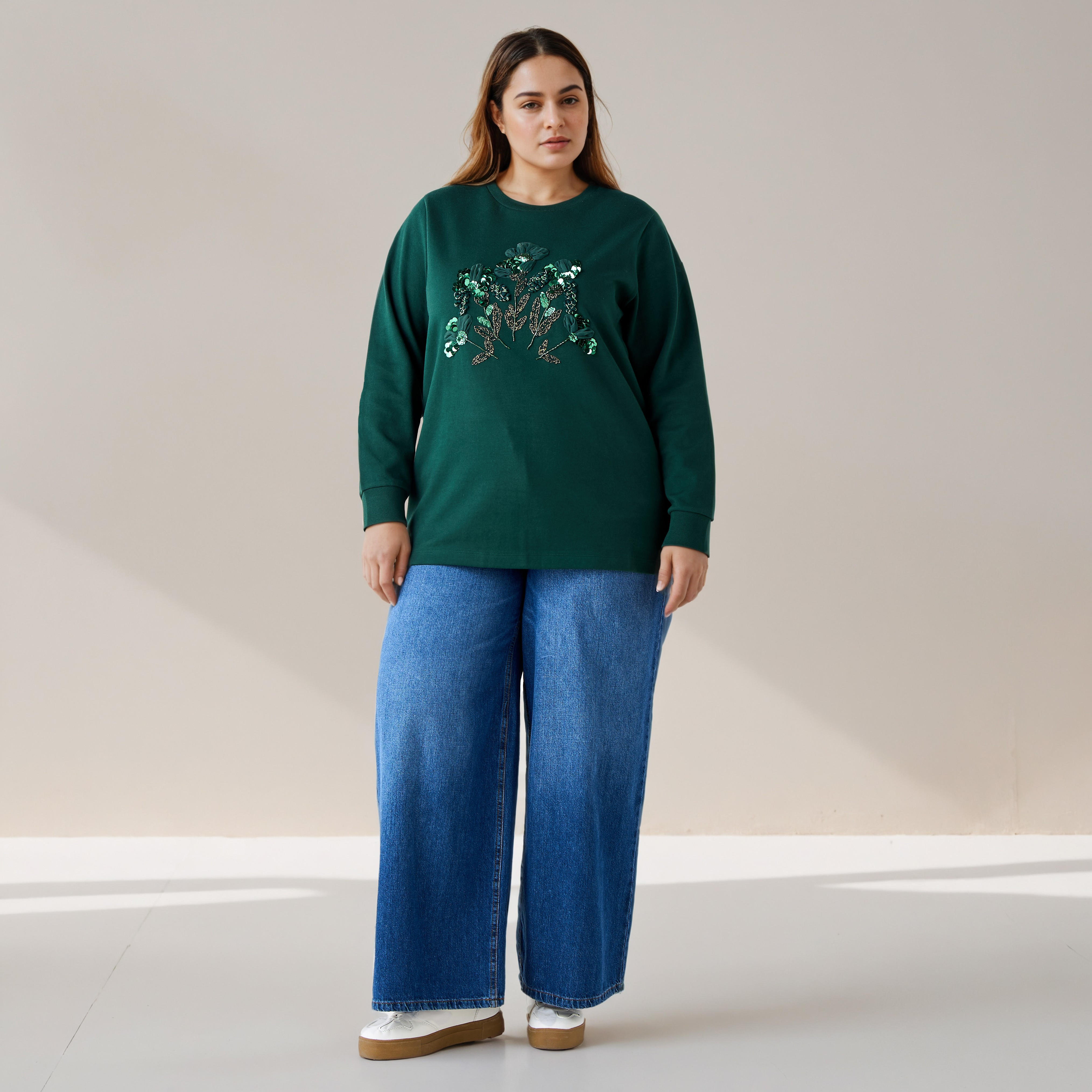 Ulla Popken Sweatshirt with Embellishment-women-winterwear-hoodiesandsweatshirts-sweatshirts-image-2