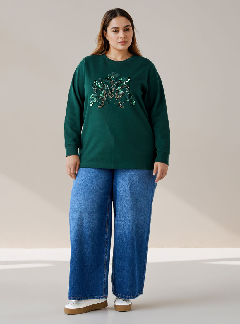 Ulla Popken Sweatshirt with Embellishment-women-winterwear-hoodiesandsweatshirts-sweatshirts-image-2