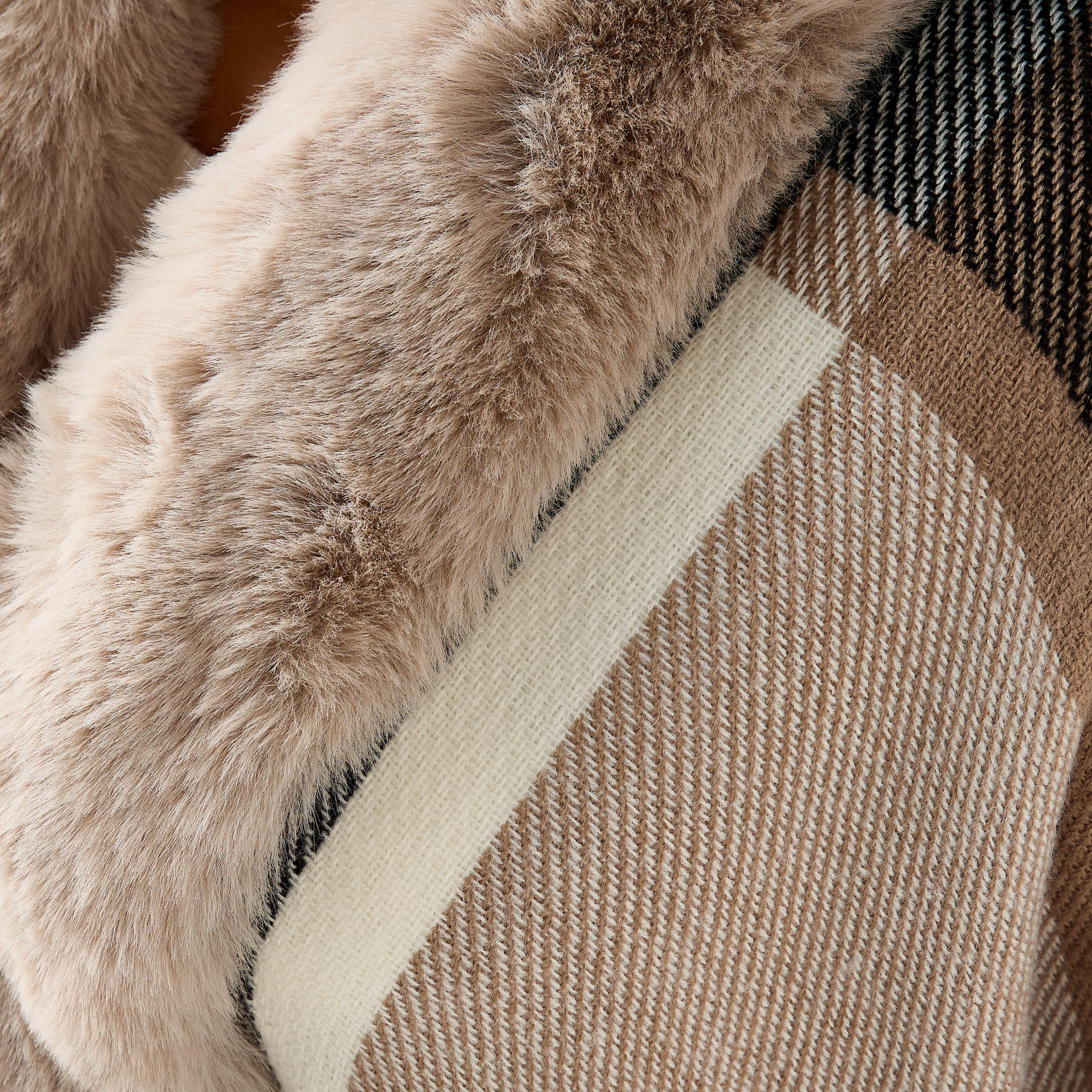 Ulla Popken Relaxed Fit Asymmetric Checked Poncho-women-winterwear-cardigansandjumpers-cardigans-image-3