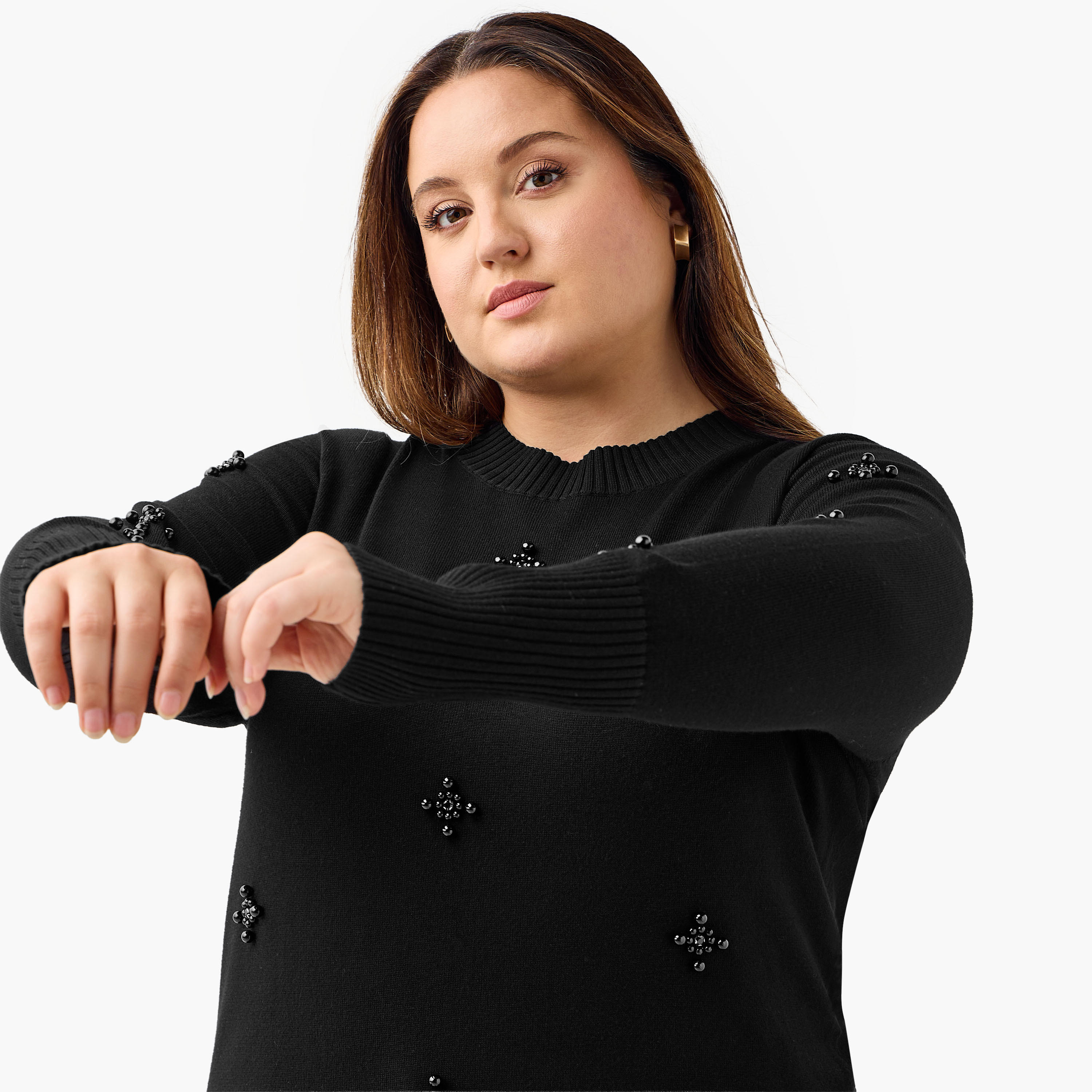 كنزة بقصّة مريحة مزينة باللؤلؤ وياقة مستديرة من أولا بوبكن-women-clothing-cardigansandjumpers-jumpers-image-3
