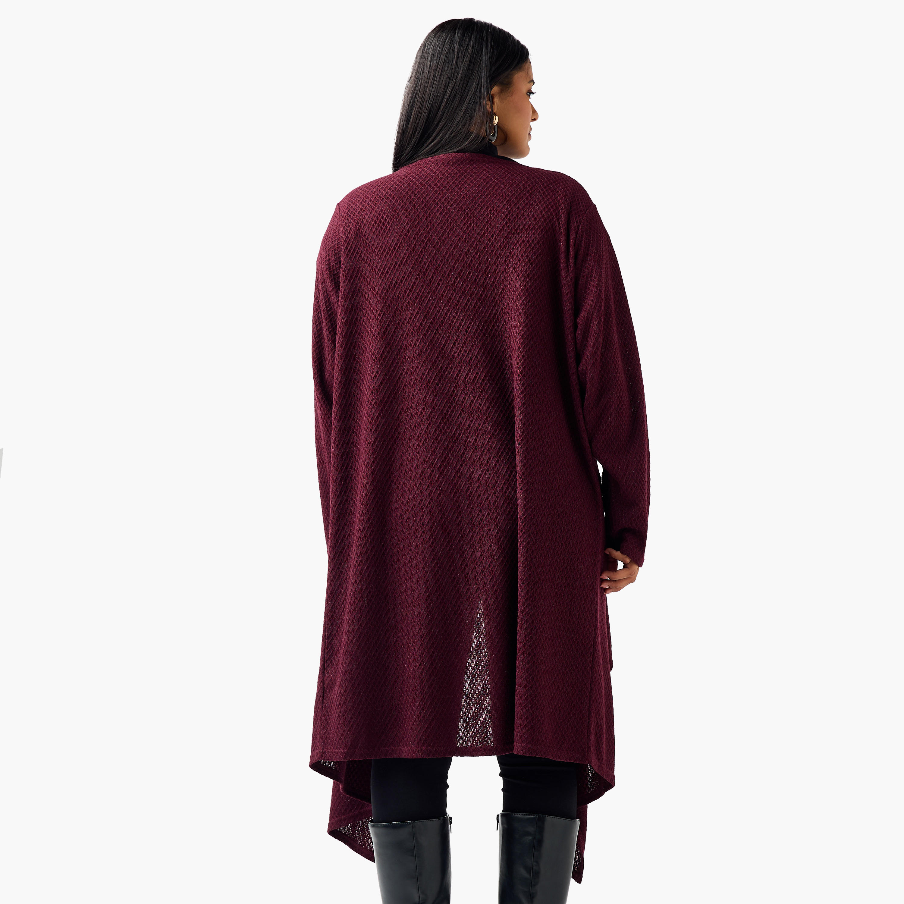 كارديجان طويل بارز الملمس بقصة مريحة من أولا بوبكين-women-winterwear-cardigansandjumpers-cardigans-image-4