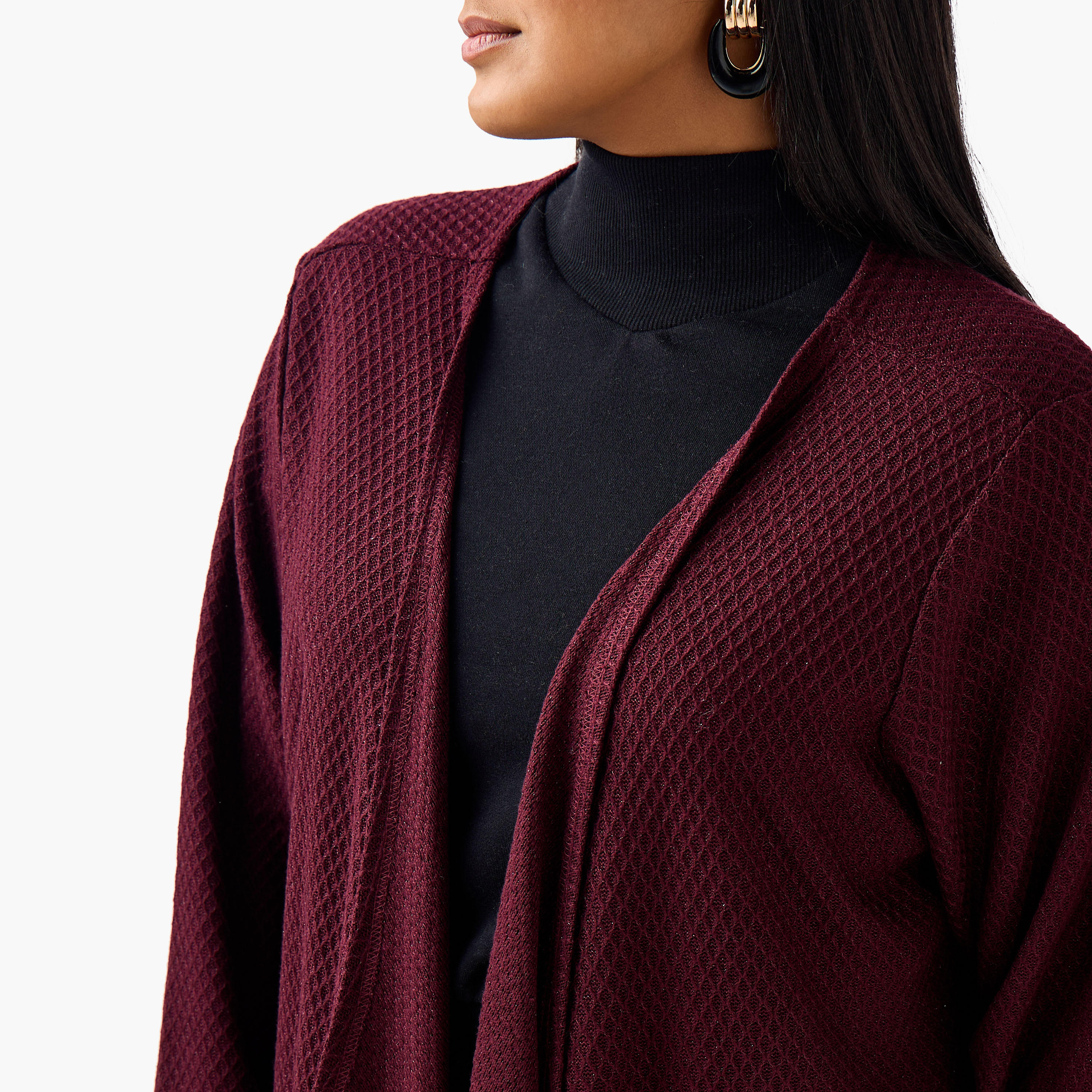 كارديجان طويل بارز الملمس بقصة مريحة من أولا بوبكين-women-winterwear-cardigansandjumpers-cardigans-image-5
