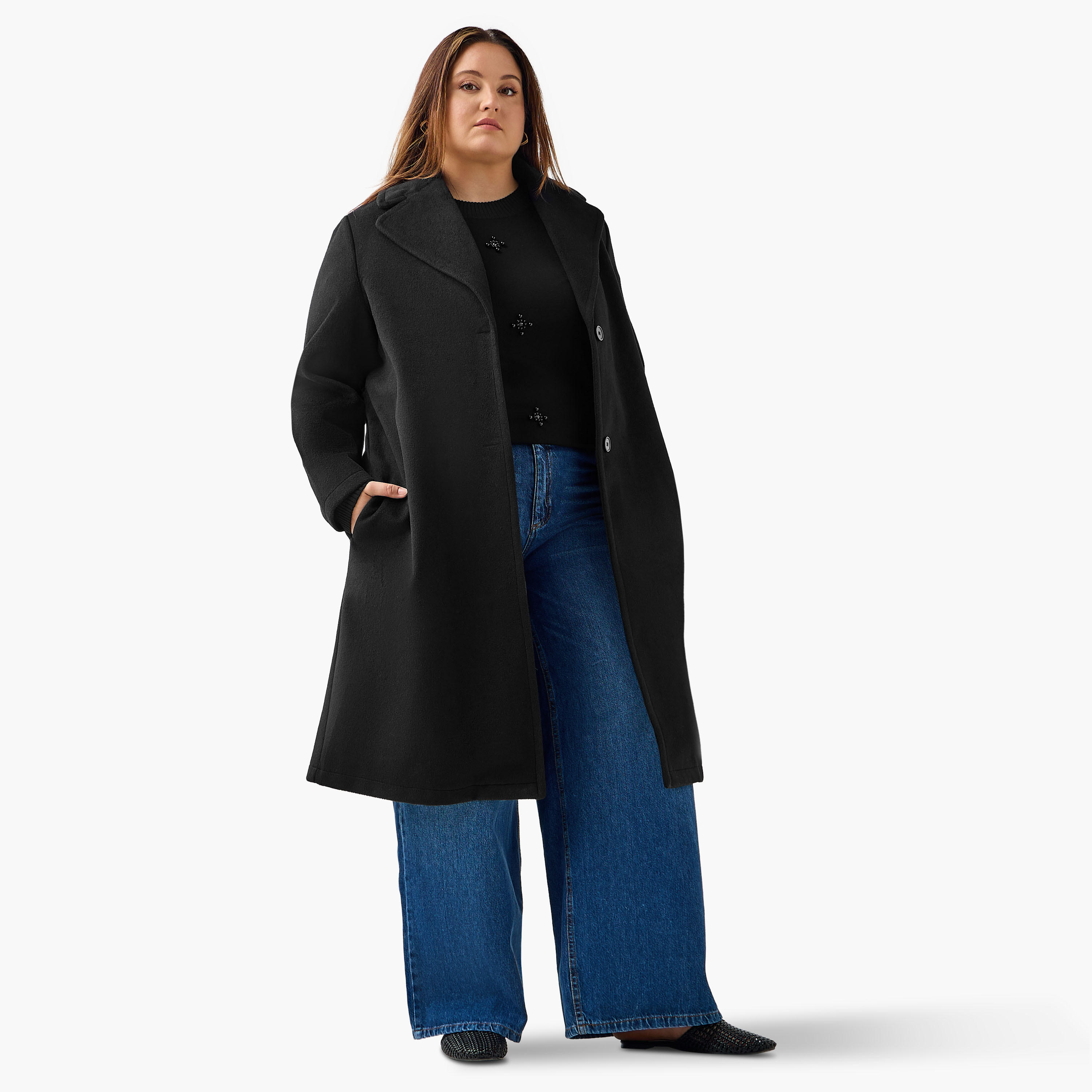 Ulla Popken Longline Polyester Blend Coat with Notch Lapel-women-clothing-coatsandjackets-coats-image-5