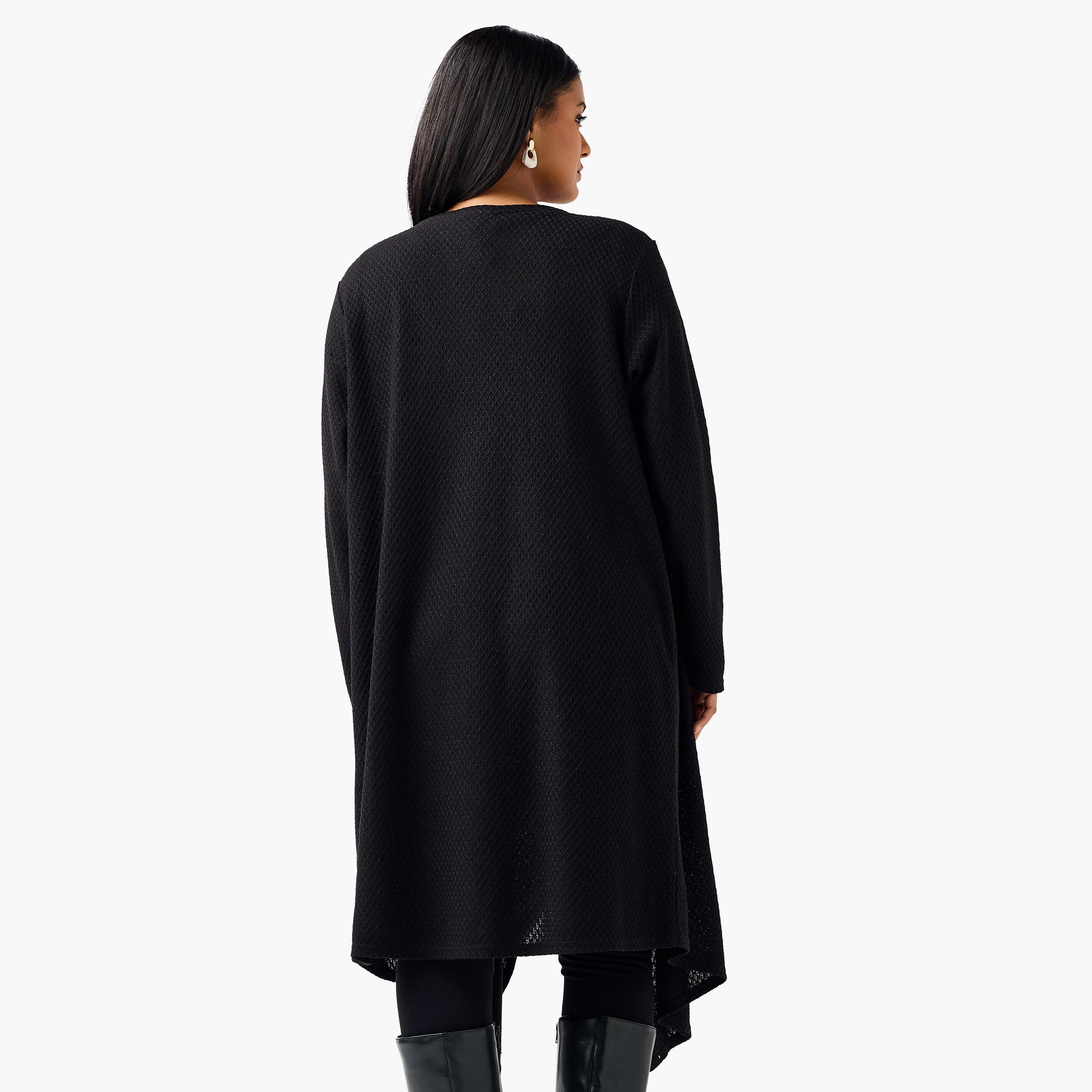 كارديجان طويل بارز الملمس بقصة مريحة من أولا بوبكين-women-winterwear-cardigansandjumpers-cardigans-image-4