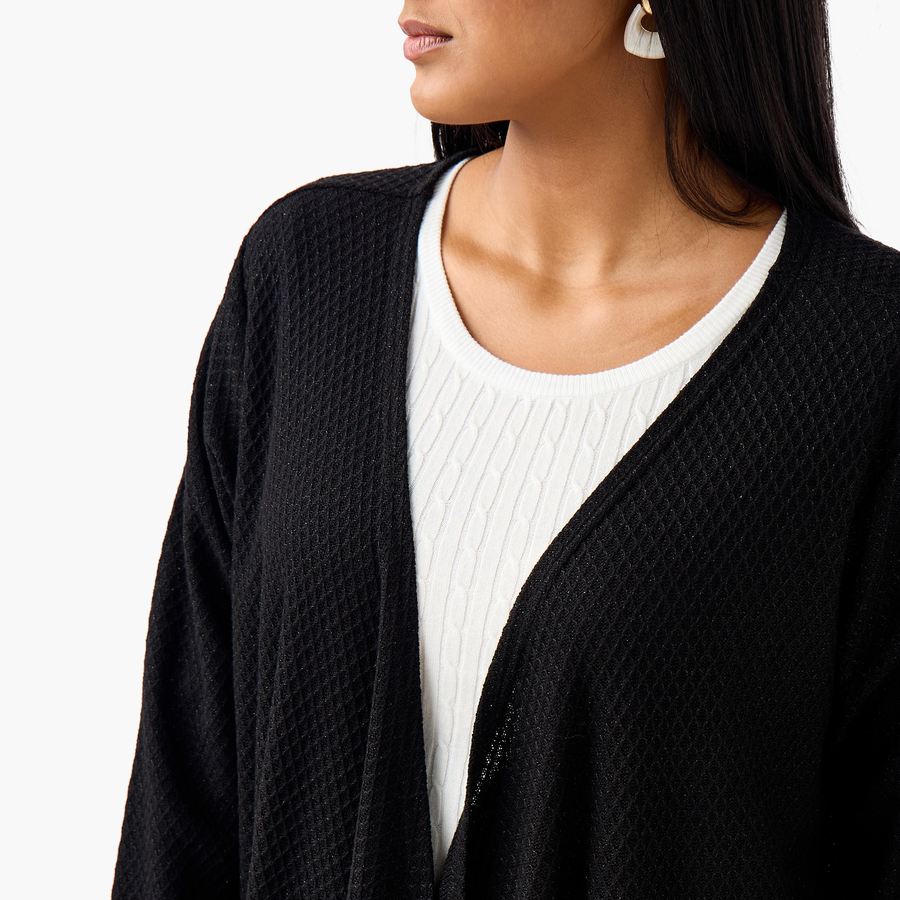 كارديجان طويل بارز الملمس بقصة مريحة من أولا بوبكين-women-winterwear-cardigansandjumpers-cardigans-image-5