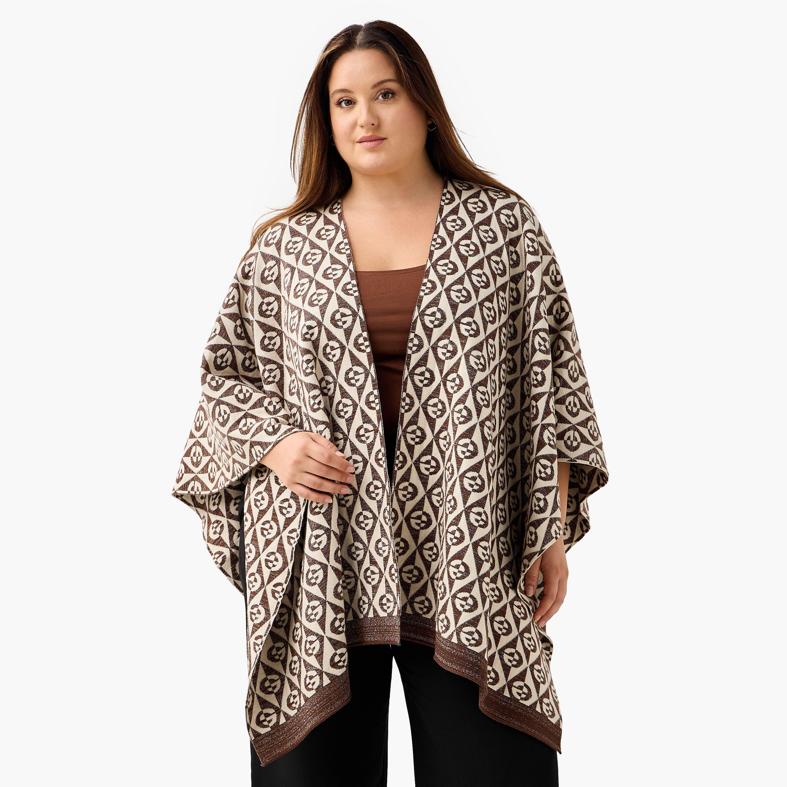 Ulla Popken Relaxed Fit Assymetric Printed Poncho-women-winterwear-cardigansandjumpers-cardigans-image-1