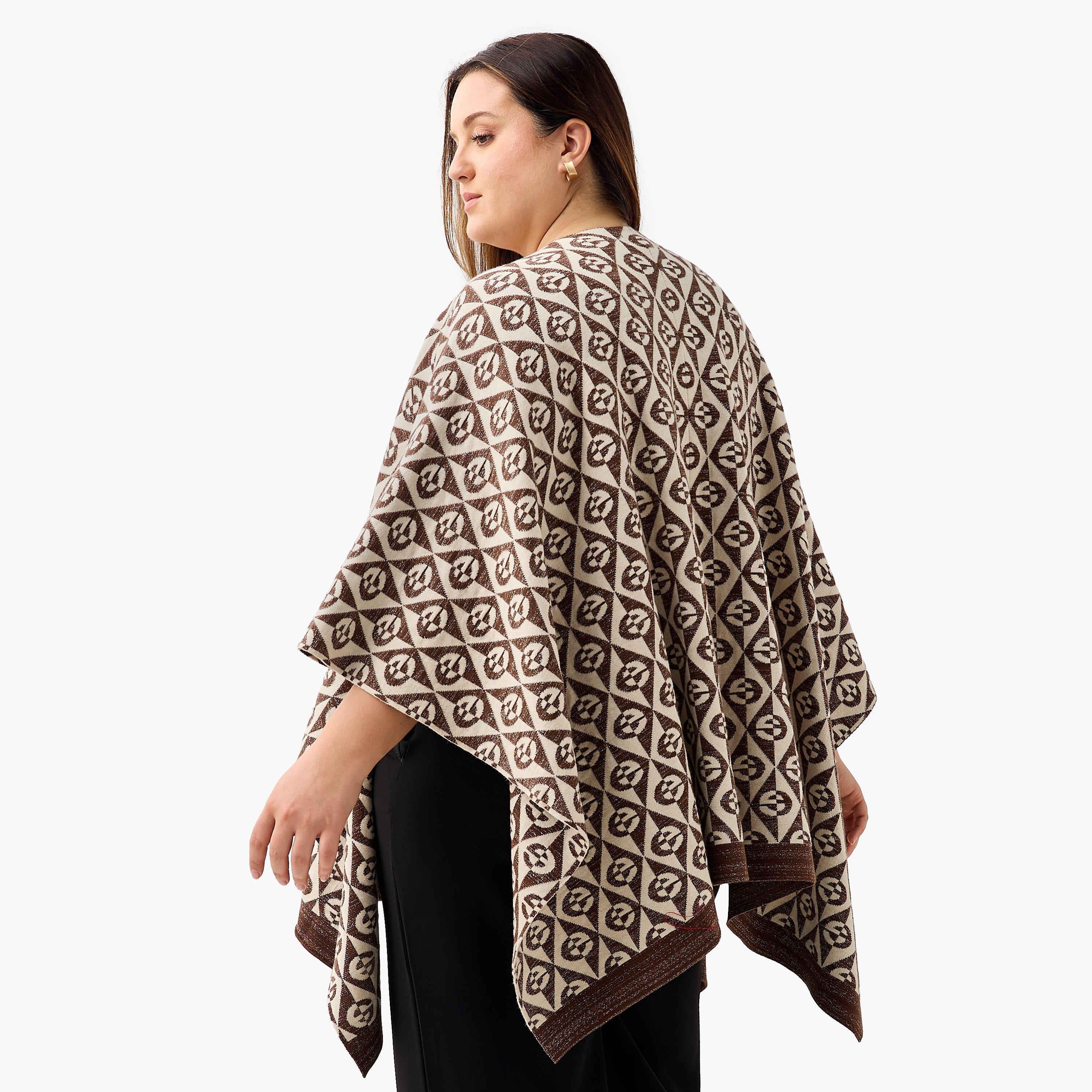 Ulla Popken Relaxed Fit Assymetric Printed Poncho-women-winterwear-cardigansandjumpers-cardigans-image-3