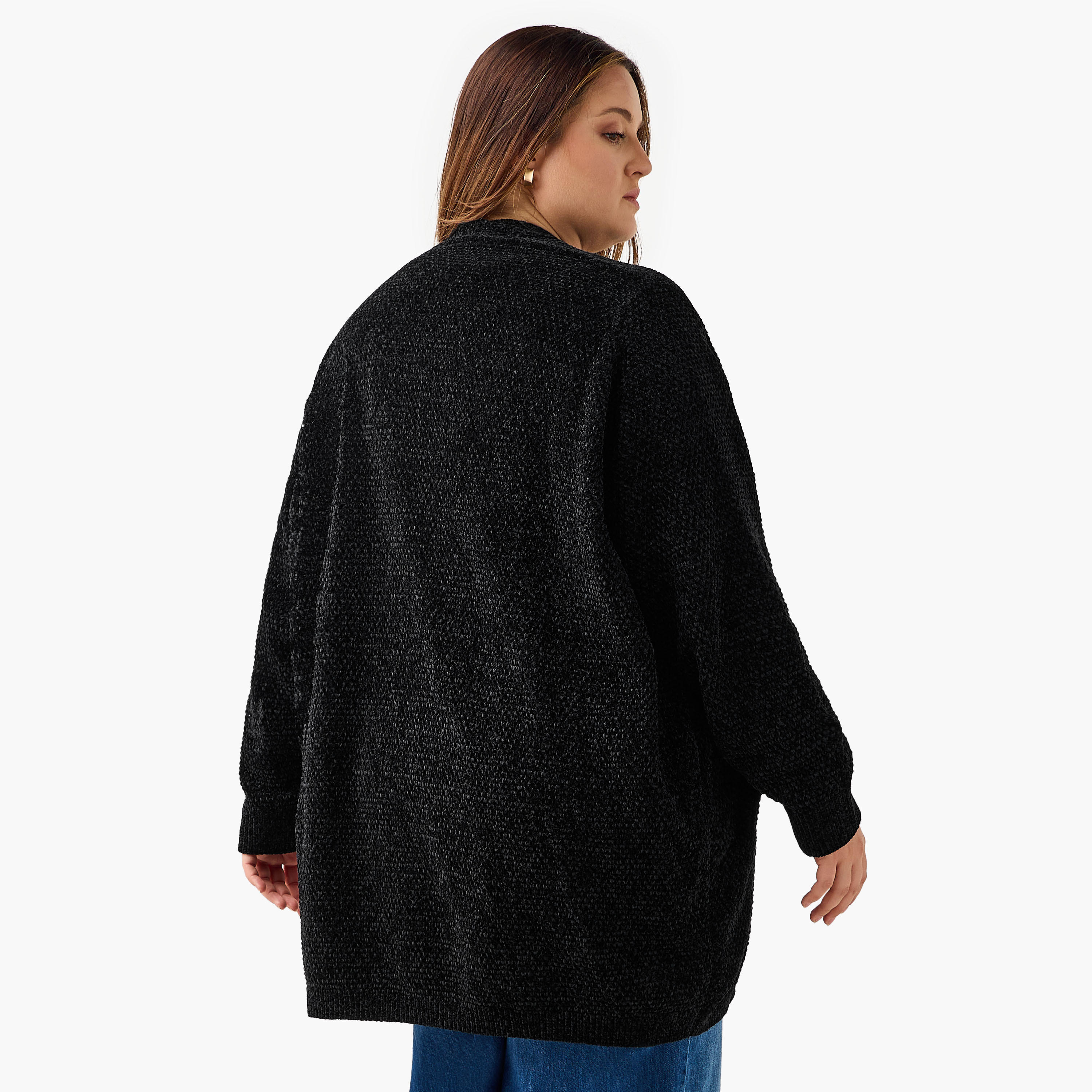 Ulla Popken Textured Knit Cardigan-women-winterwear-cardigansandjumpers-cardigans-image-3