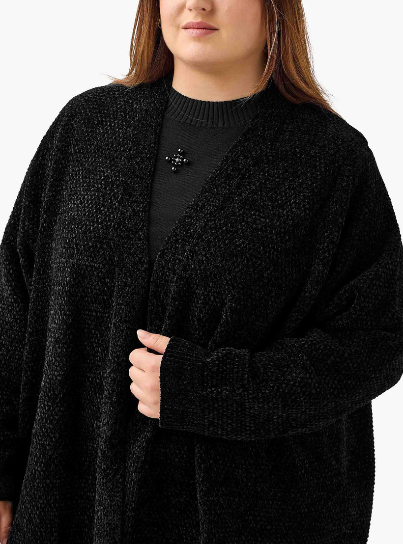Ulla Popken Textured Knit Cardigan-women-winterwear-cardigansandjumpers-cardigans-image-4