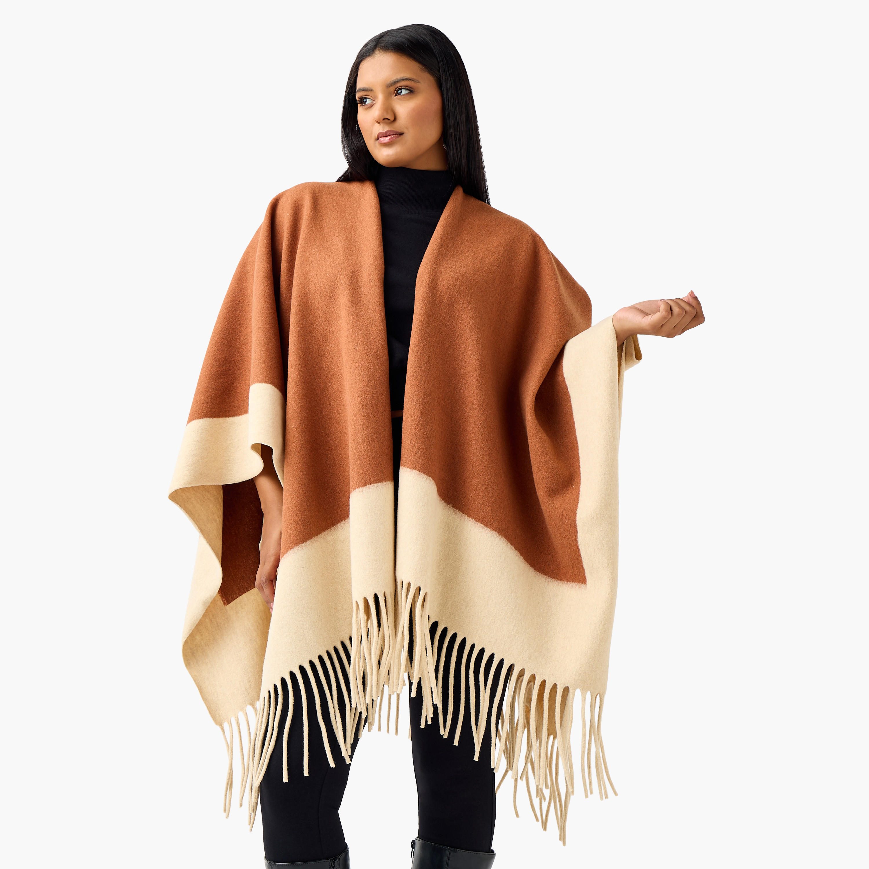 بونشو واسع بقصة مريحة مع حافة بشراشيب من أولا بوبكن-women-winterwear-cardigansandjumpers-cardigans-image-5